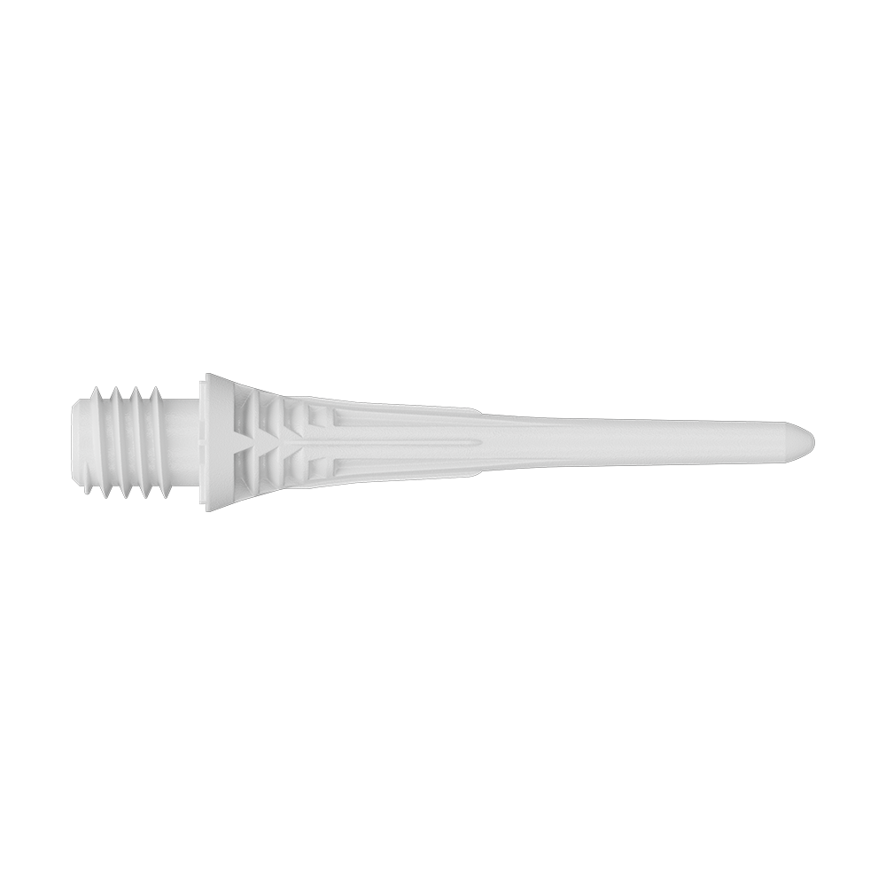 Target Cryo Soft Dart Tips 30 Pack - White Target Cryo Softdartspitzen 30er Pack - Weiß liegt auf einer Oberfläche. Die Softdartspitzen sind weiß und werden als Packung angeboten.