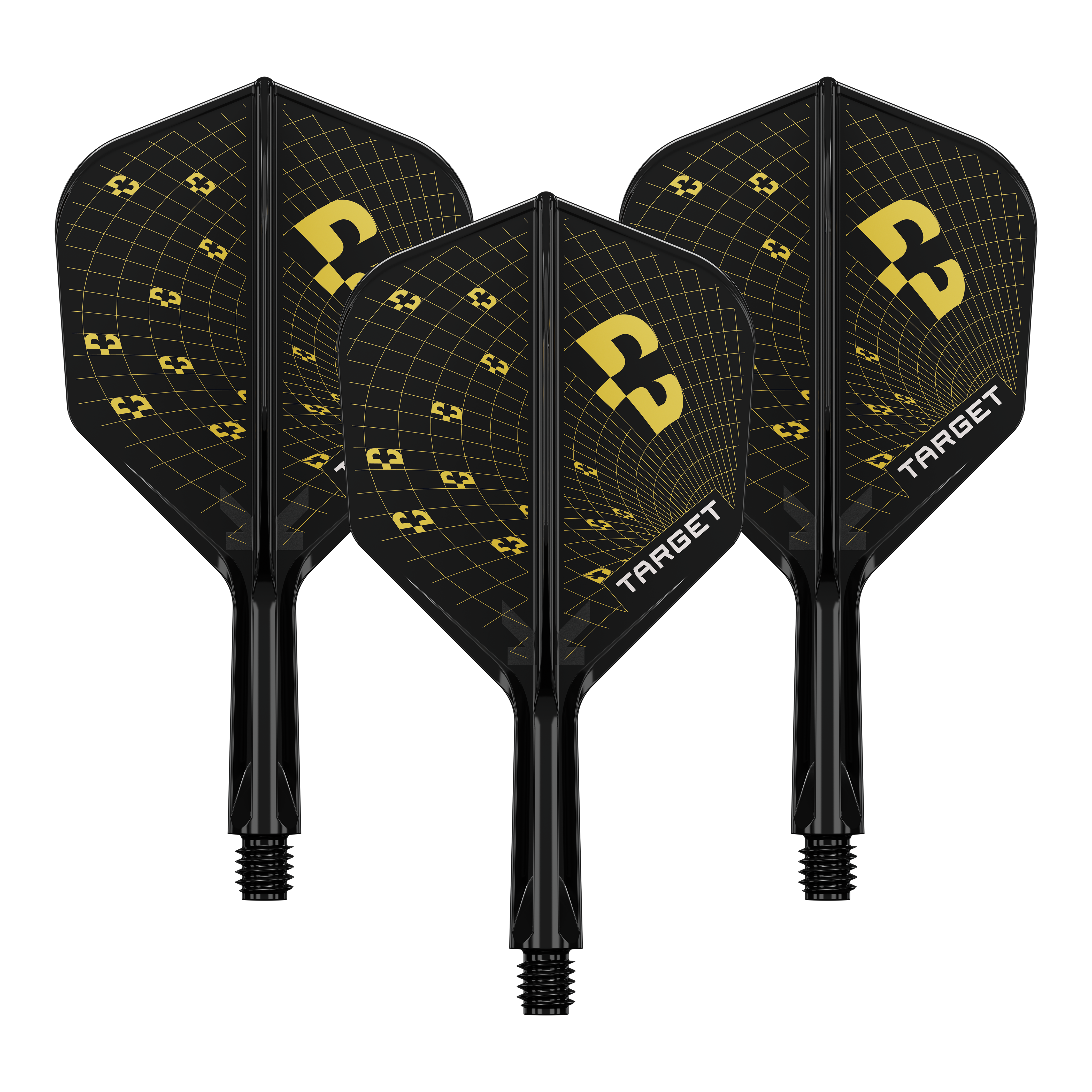 Hier sieht man ein Set Dartflights aus der K-Flex Bolide No6 Serie, 19 mm groß. Das Set eignet sich perfekt für Dartsportler.