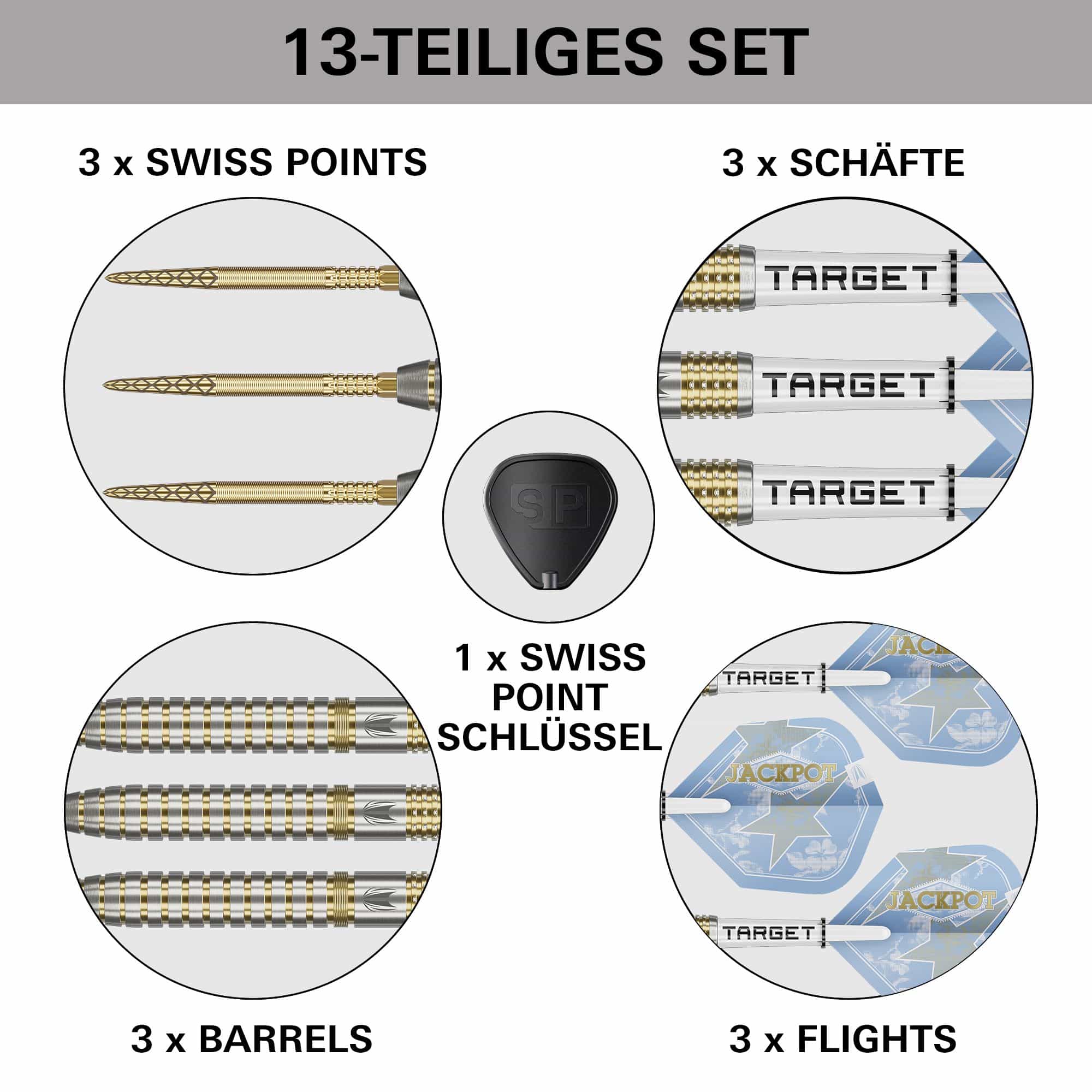Target Adrian Lewis Showdown Swiss Points Steeldarts Das Foto zeigt die Target Adrian Lewis Showdown Swiss Points Steeldarts. Dieses Produkt ist ideal für ambitionierte Dartspieler.