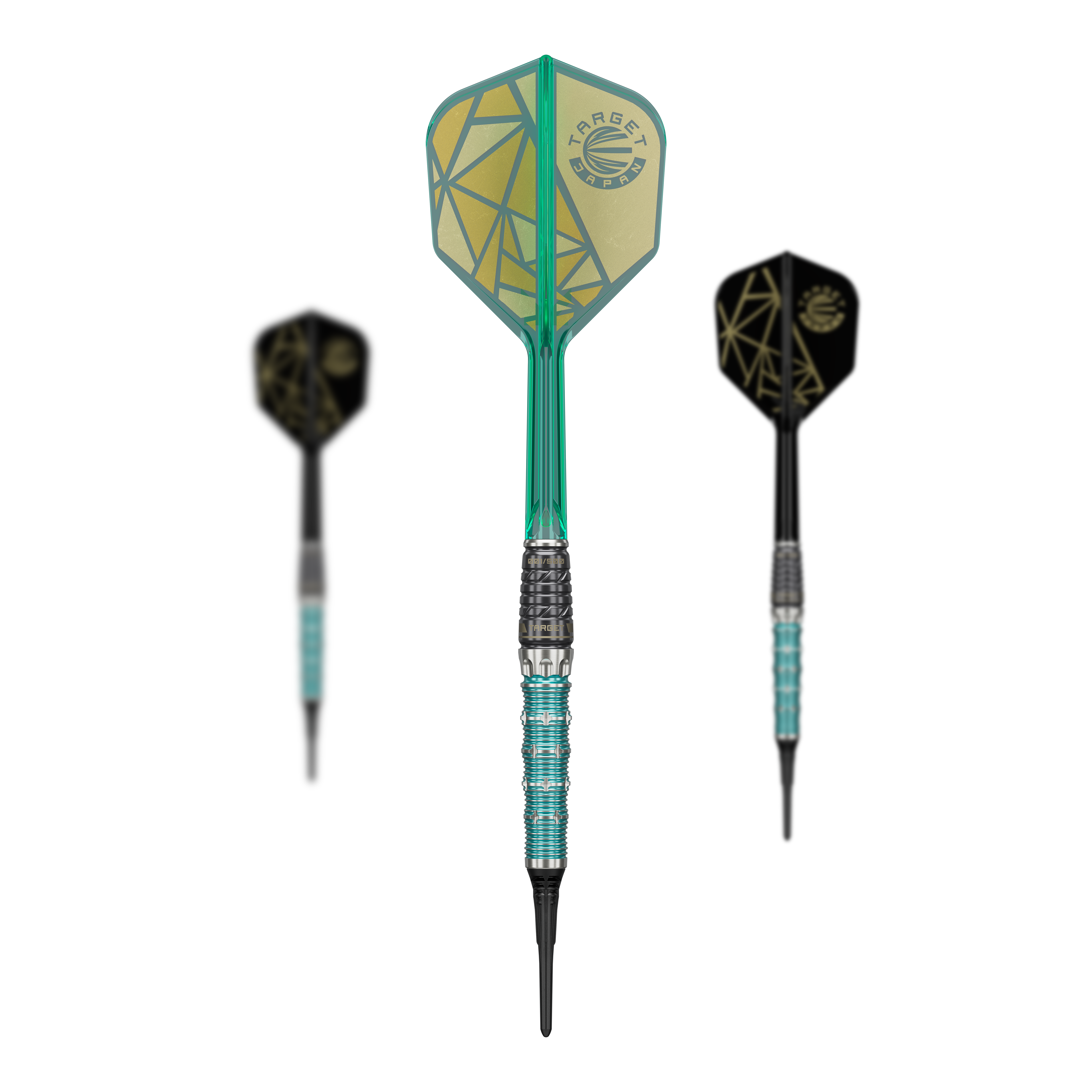 Target Japan The Rising Miracle Combination Limited Edition Softdarts - 21.5g Das Bild zeigt ein komplettes Set Target Japan The Rising Miracle Combination Limited Edition Softdarts. Alle Bestandteile sind zu sehen.