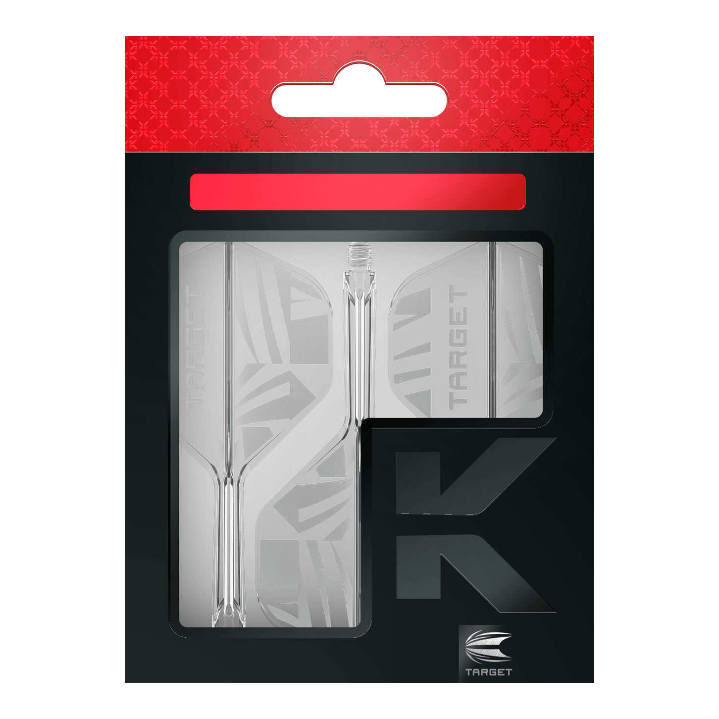 Target K-Flex Clear No2 Standard Flights Das Bild zeigt die Target K-Flex Clear No2 Standard Flights. Die Flügel sind transparent gestaltet und für Dartpfeile geeignet.
