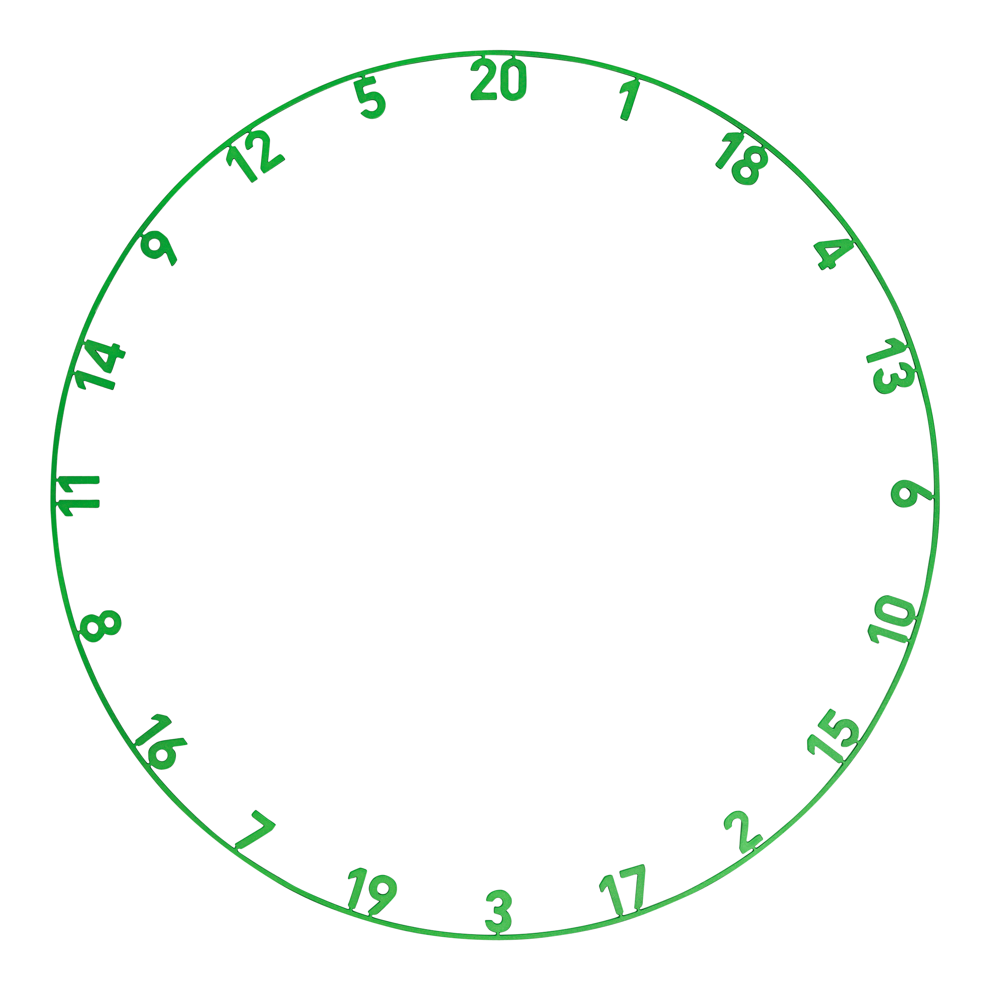 Hier ist das Precise 180 Endorphine Steeldartboard mit Nummernring in der Farbe Emerald Green zu sehen. Es handelt sich um ein hochwertiges Steeldartboard mit Zahlenring.