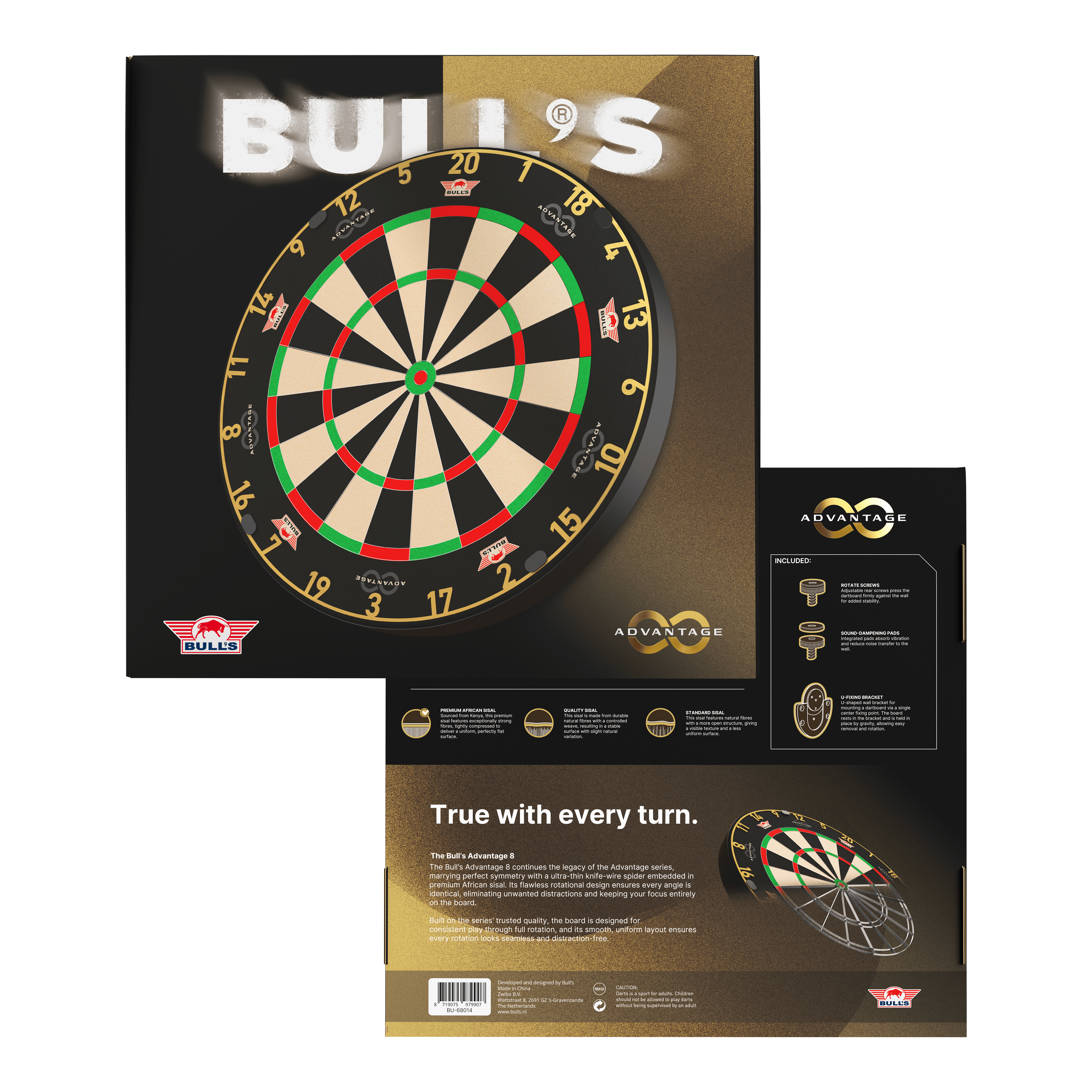 Bulls NL Advantage 8 steel dartboard Zu sehen ist das Bulls NL Advantage 8 Steeldartboard. Die Steeldartscheibe besteht aus robustem Material für lange Spielzeiten.