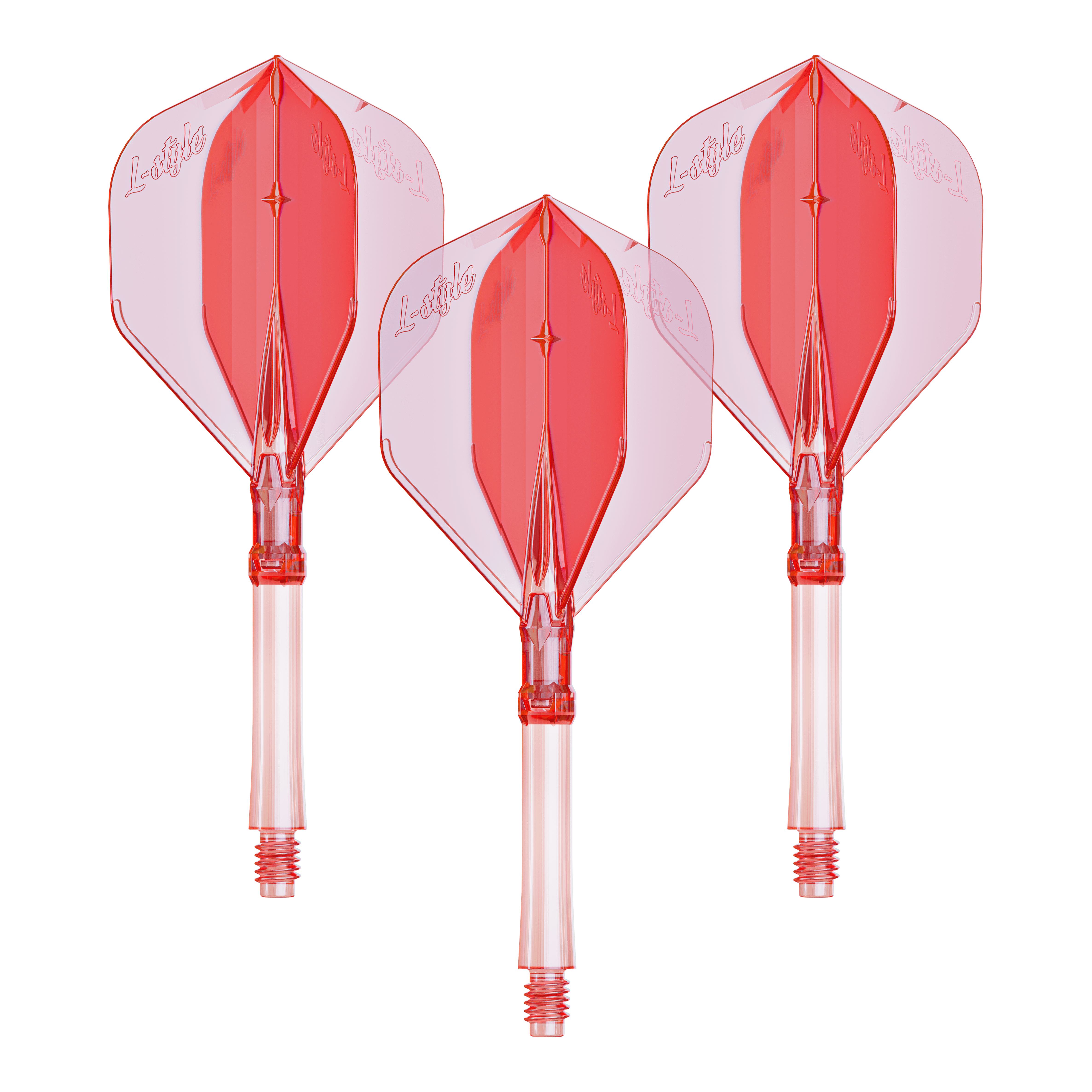 L-Style L-Sytem Flights - Clear Red Ein Set mit großen klar roten Dart-Flights aus dem L-System. Praktisch für Dartspieler, die ihre Ausrüstung verbessern möchten.