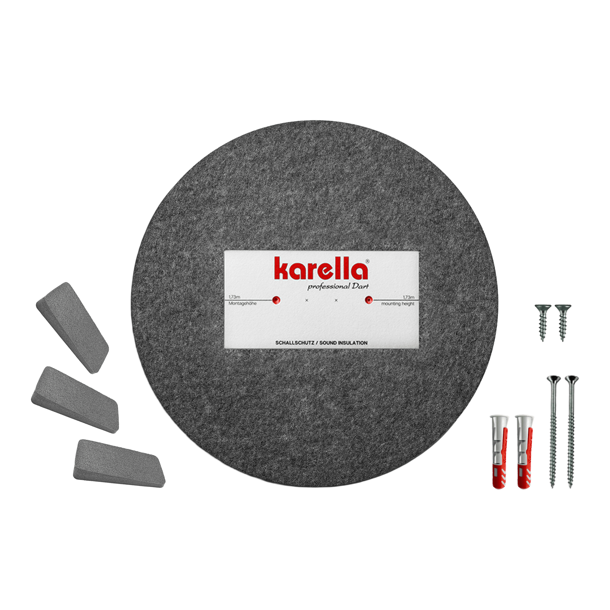 Dieses Bild stellt den Kompakten Schallschutz Karella für Steeldartboards dar. Das Produkt schützt vor lauten Geräuschen beim Dartwerfen.