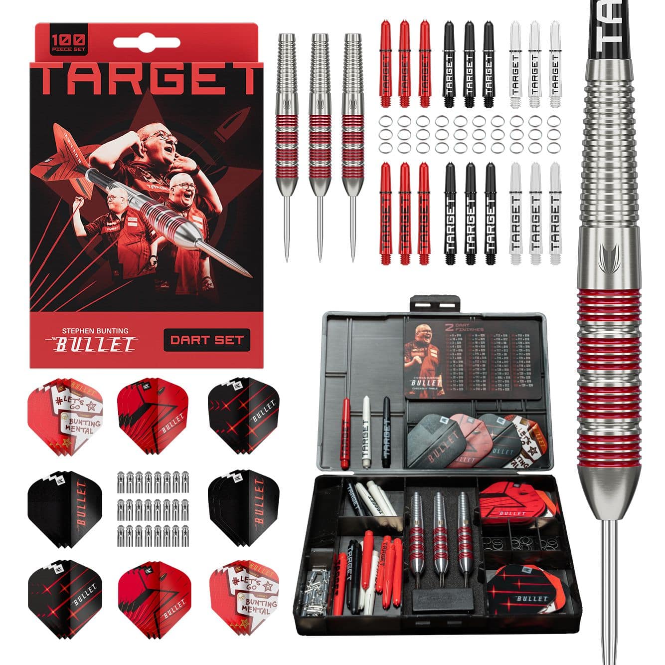 Target Stephen Bunting Bullet 100 Piece Brass Steeldart Set - 22g