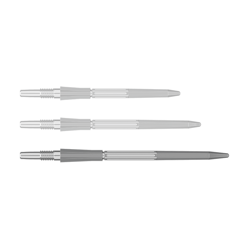 Target Elysian Archetype 43 Swiss Point Steel Dart Tips - Silver Auf dem Bild sind SwissPoint Dartspitzen in Silber mit einer Länge von 42 mm zu sehen. Dieses Produkt ist für Dartpfeile gedacht.