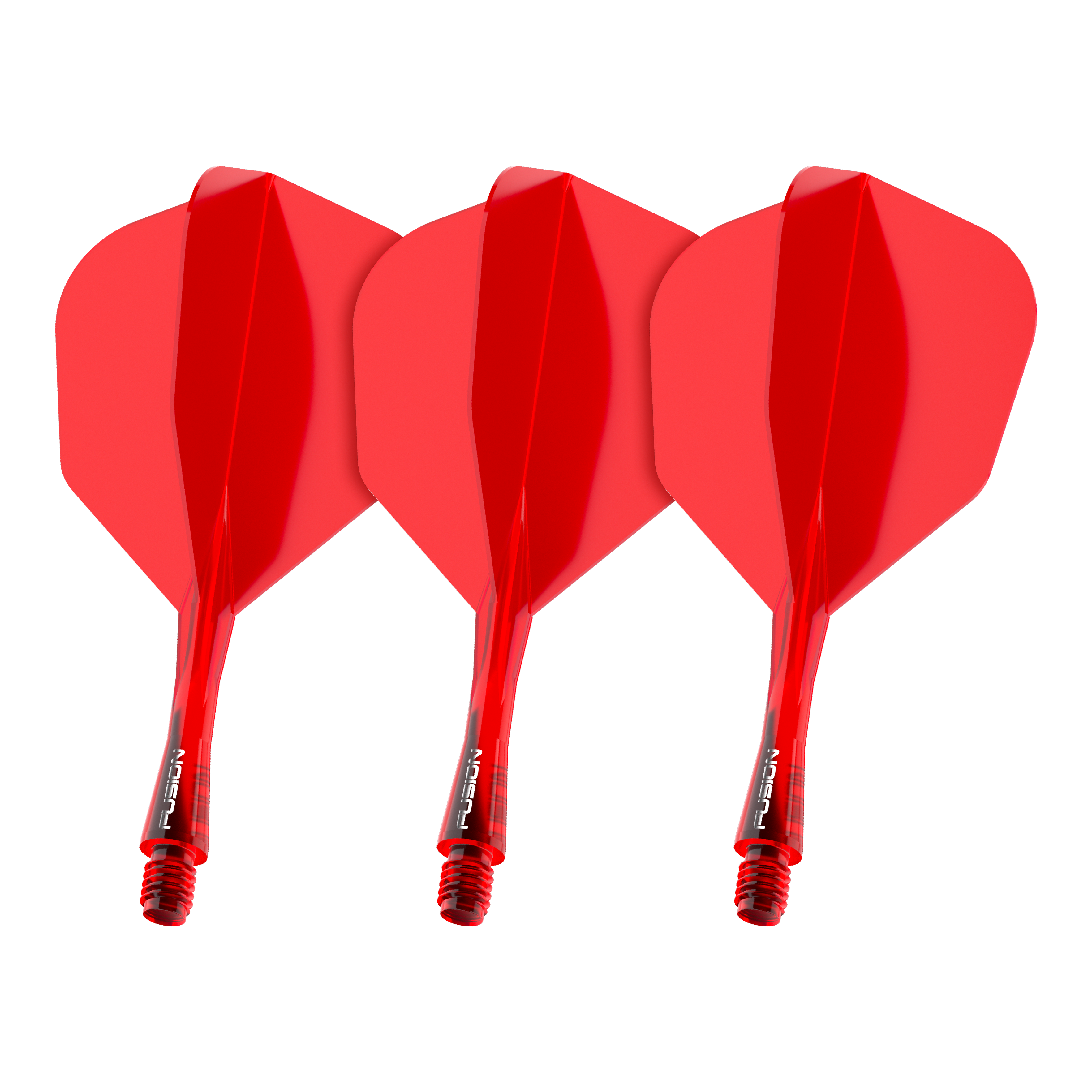 Dieses Bild zeigt das Winmau Fusion Flight Shaft System No6 in Rot mit einer Länge von 22 mm. Es handelt sich um ein Set für Dartpfeile.