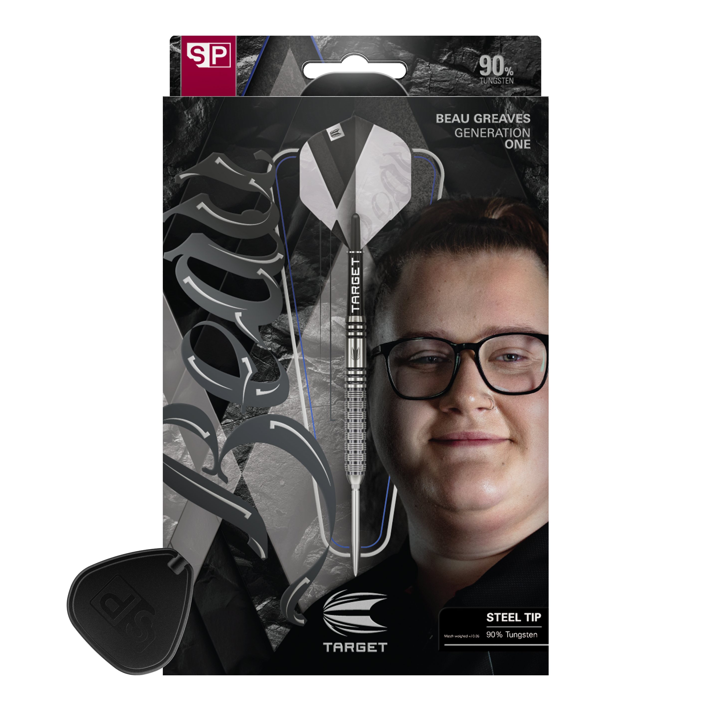 Gezeigt wird das Set Target Beau Greaves GEN1 Swiss Point Steeldarts. Diese Darts sind ideal für Dartspieler und Fans von Beau Greaves.