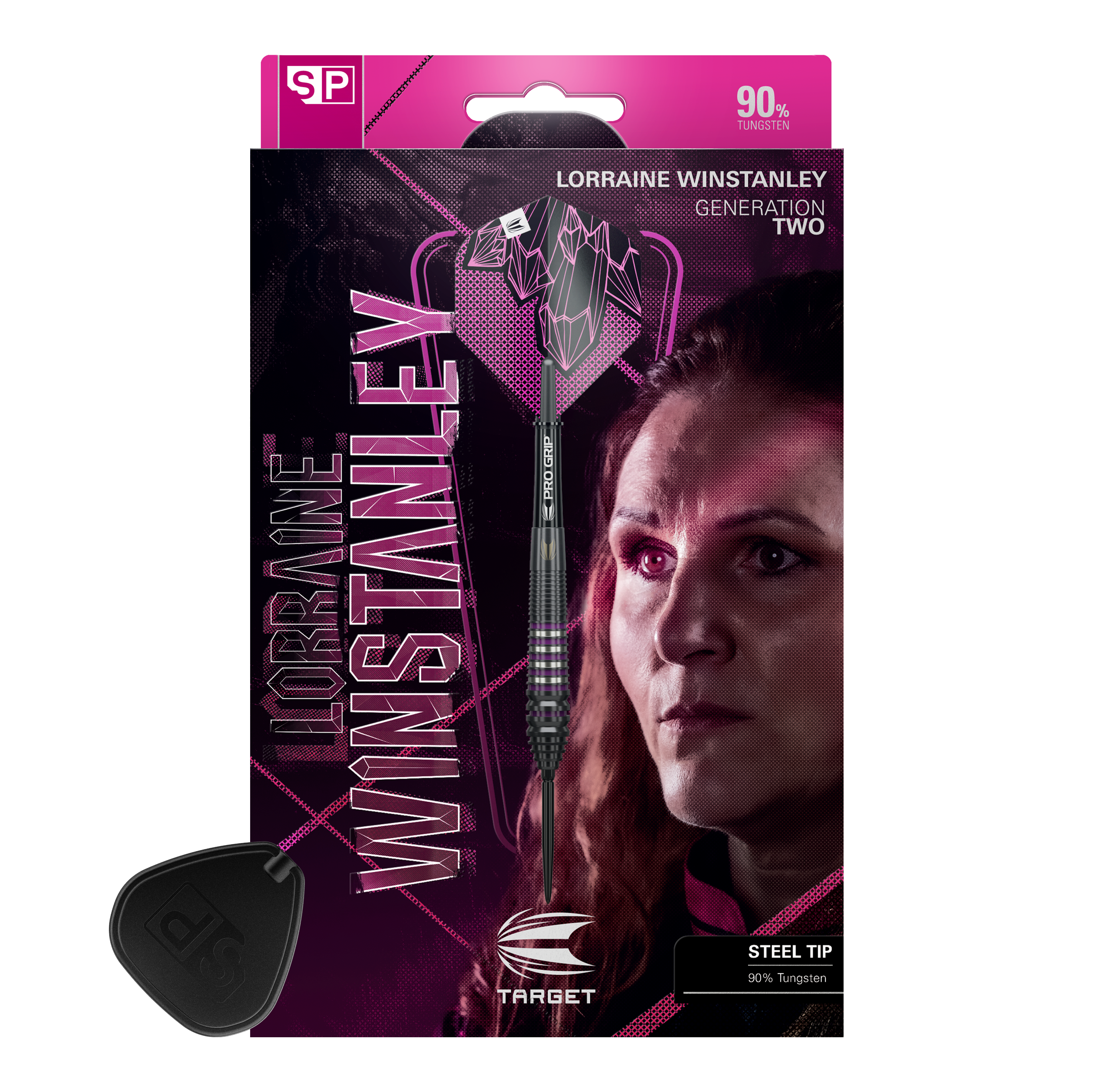 Target Lorraine Winstanley GEN2 Swiss Point Steel Darts - 24g Auf diesem Bild sind die Target Lorraine Winstanley GEN2 Swiss Point Steeldarts - 24g dargestellt. Diese Darts eignen sich ideal für professionelle Dartspiele.