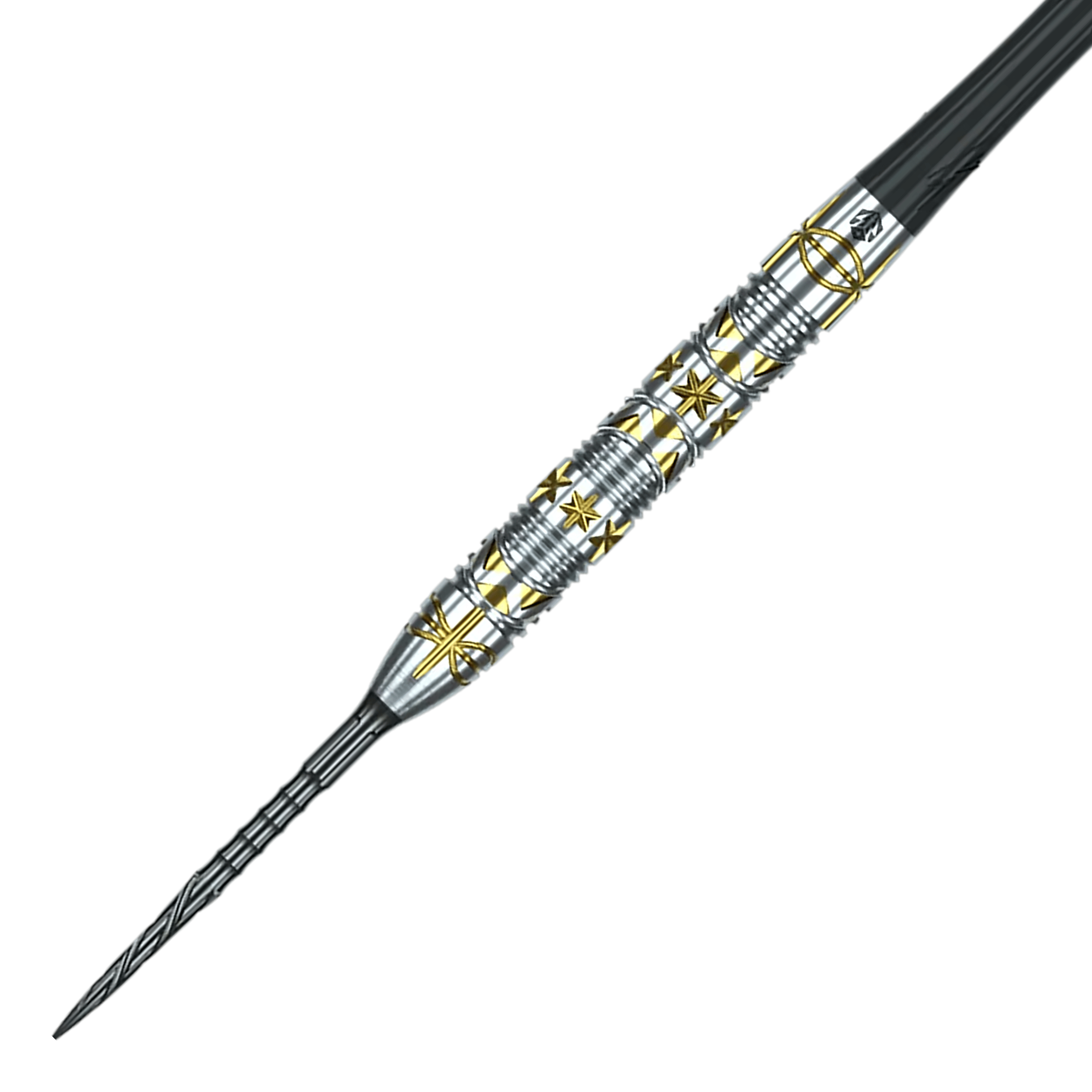 Caliburn Halo H1 steel darts - 22.5 g Das Bild zeigt die Caliburn Halo H1 Steeldarts mit einem Gewicht von 22,5 g. Die Darts haben ein elegantes Design und sind besonders für präzise Würfe geeignet.