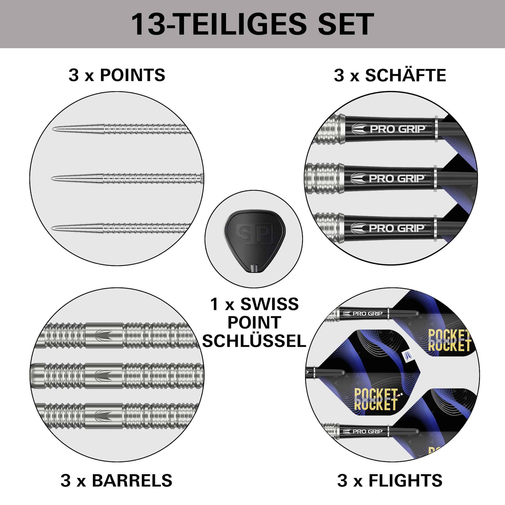 Target Justin Hood Swiss Points Steeldarts - 23g Auf dem Bild befindet sich Target Justin Hood Swiss Points Steeldarts - 23g. Das Set richtet sich an fortgeschrittene Dartspieler.