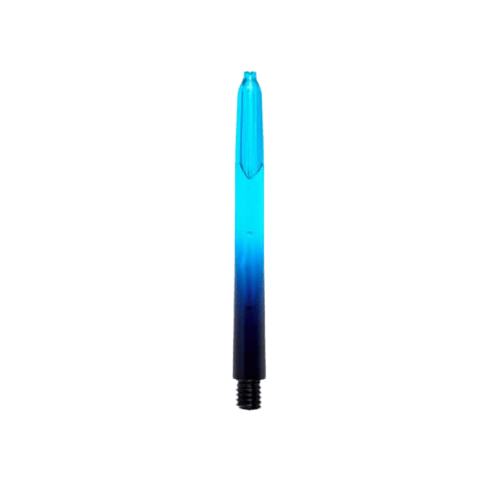 Pentathlon Vignette Plus Shafts black/cyan Das Bild zeigt einen Pentathlon Vignette Plus Shaft in den Farben Schwarz und Cyan. Der Schaft hat ein Farbverlauf-Design, das von unten nach oben von Schwarz zu Cyan wechselt.