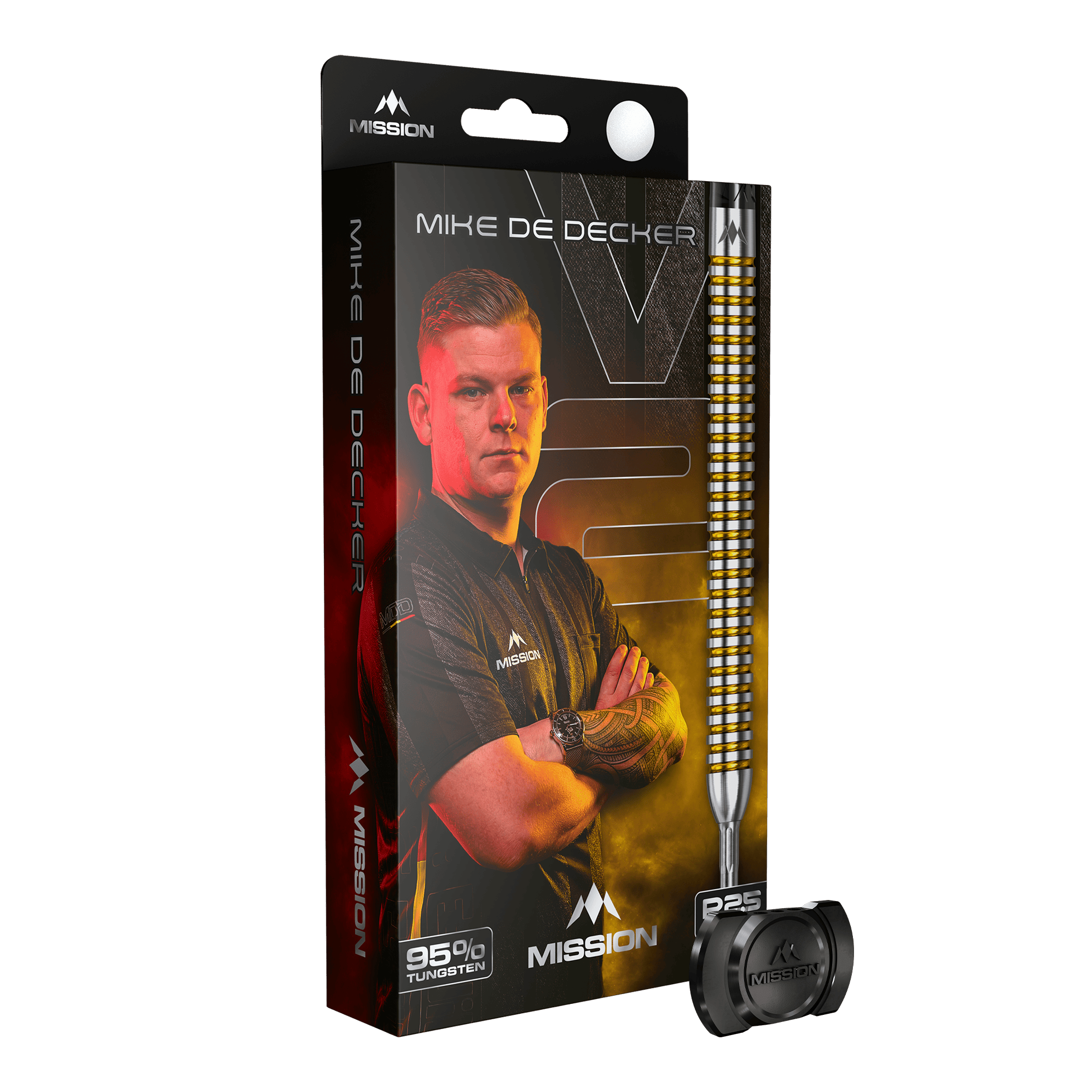 Mission Mike De Decker V2 R2.5 steel darts Zu sehen sind die Mission Mike De Decker V2 R2.5 Steeldarts. Die Darts sind für präzises Werfen beim Steeldart entwickelt.
