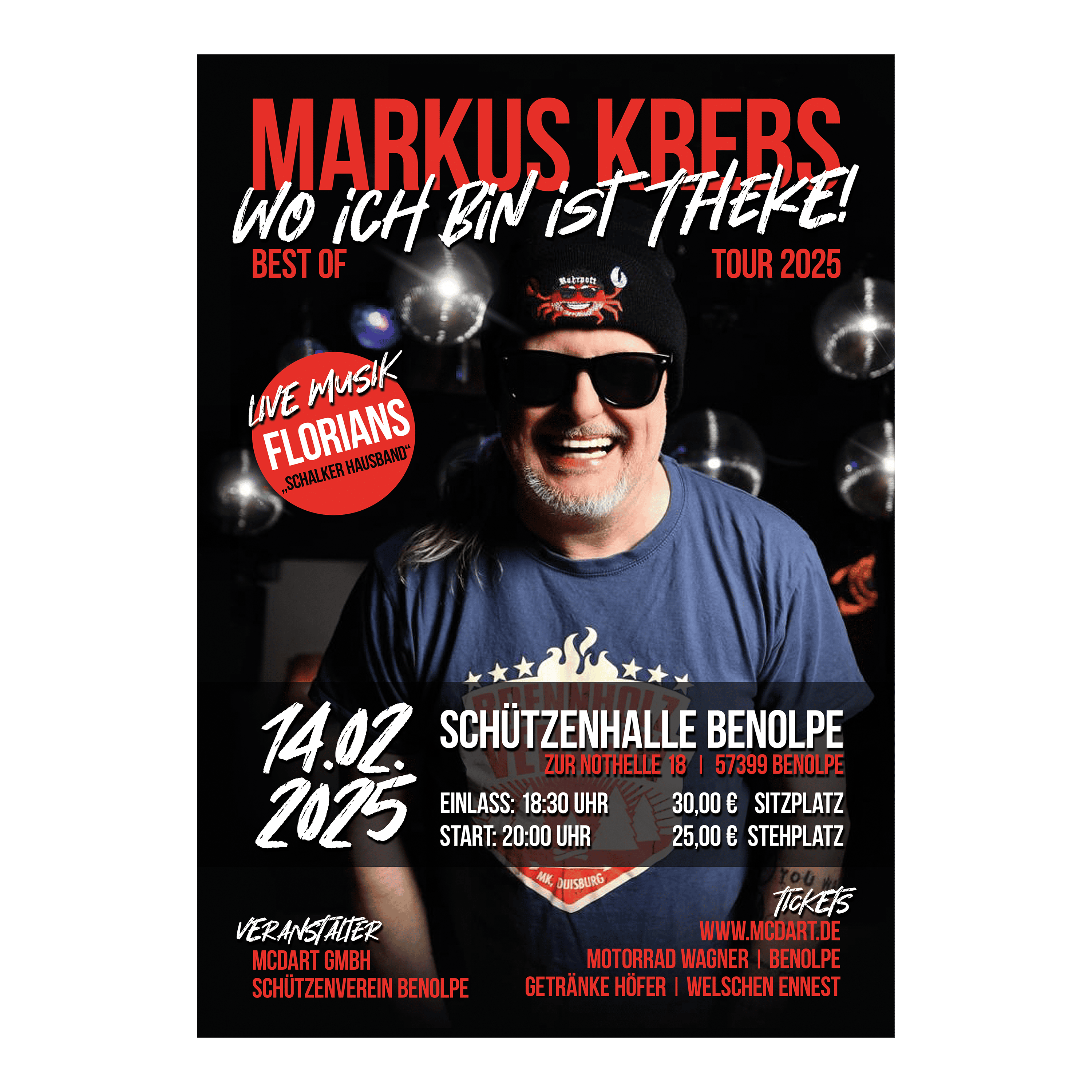 Eintrittskarte Markus Krebs - Wo ich bin ist Theke - 14.02.25 - Stehplatz