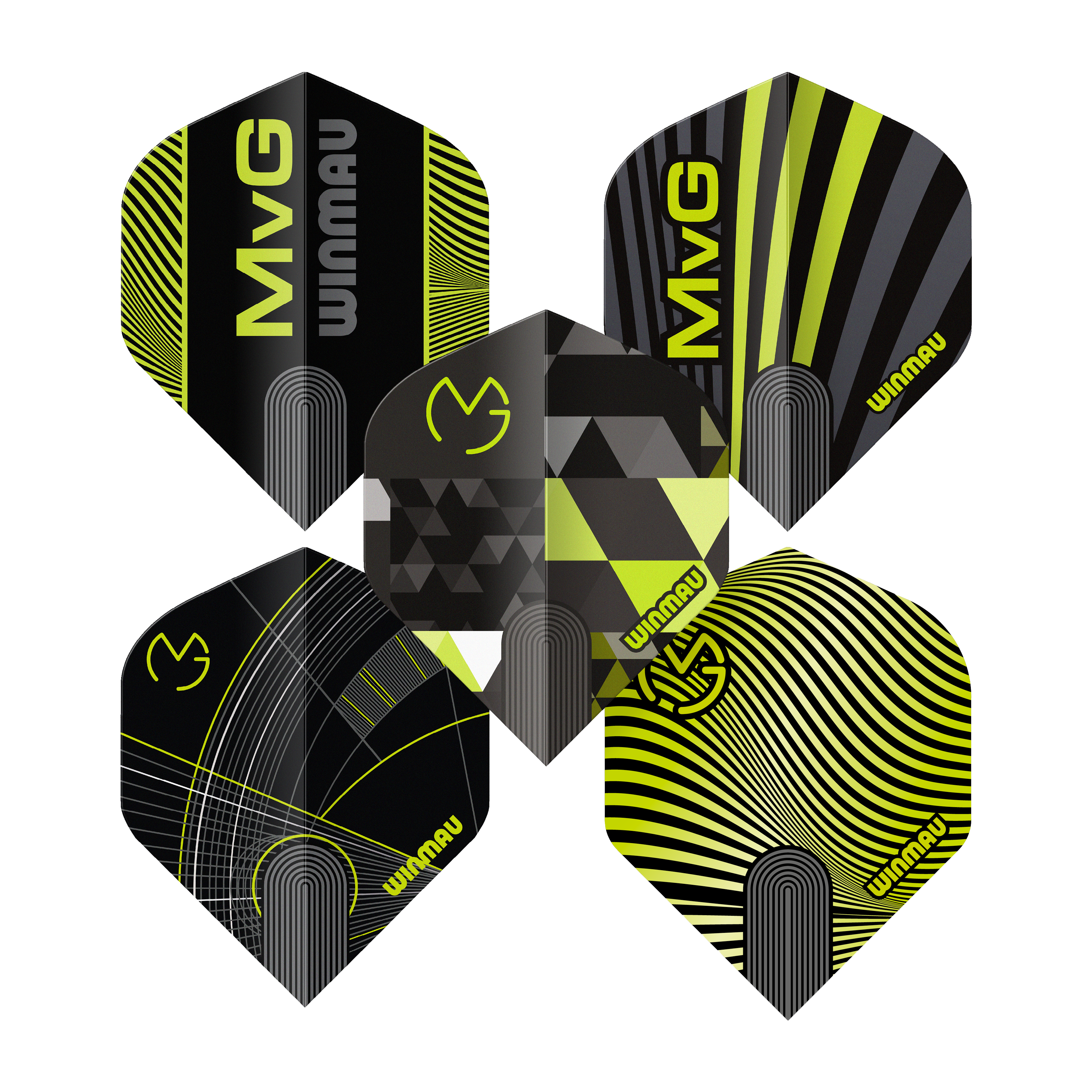 Dieses Bild zeigt die Winmau Michael Van Gerwen Prism No2 Standard Flight Collection. Das Produkt ist speziell für den Dartsport entwickelt.