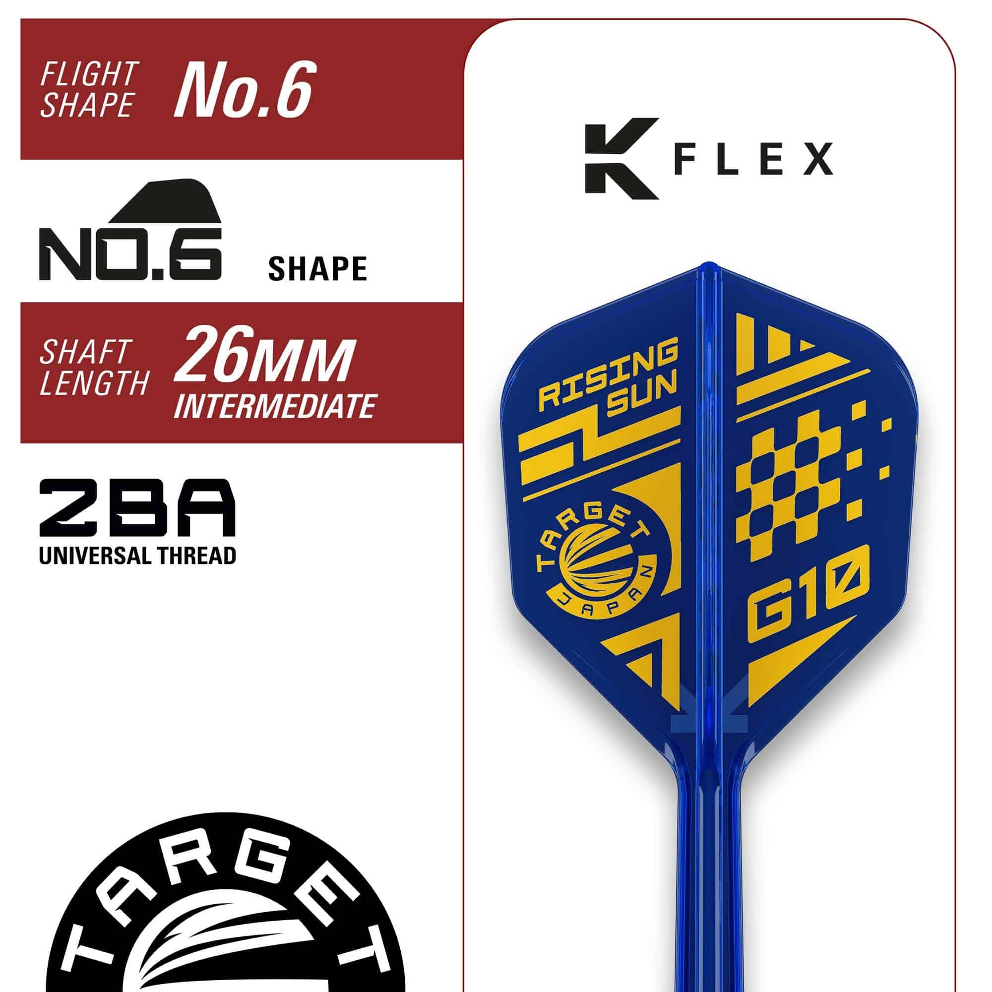 Target Japan Rising Sun GEN10 soft darts - 21.5g Target Japan Rising Sun GEN10 Softdarts - 21,5g ist auf dem Bild zu sehen. Die Darts zeichnen sich durch hochwertige Verarbeitung aus.
