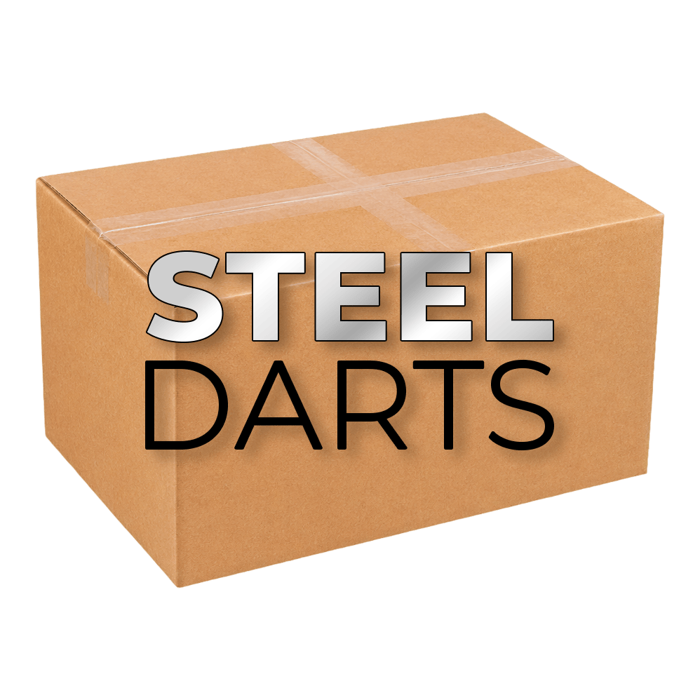 Hier sieht man die McDart Mystery-Box - Steeldarts. Die Box bietet eine spannende Auswahl an Steeldart-Zubehör und Produkten.