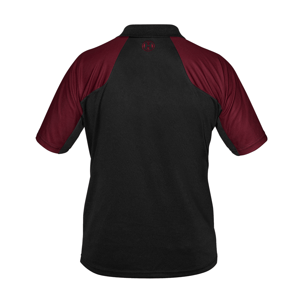 17737-Harrows-Vivid-Dartshirt-Black-DeepRed-2 Das Bild zeigt ein Dartshirt in Schwarz mit tiefroten Ärmeln. Das Shirt trägt den Namen "Harrows Vivid Dartshirt Black/DeepRed".