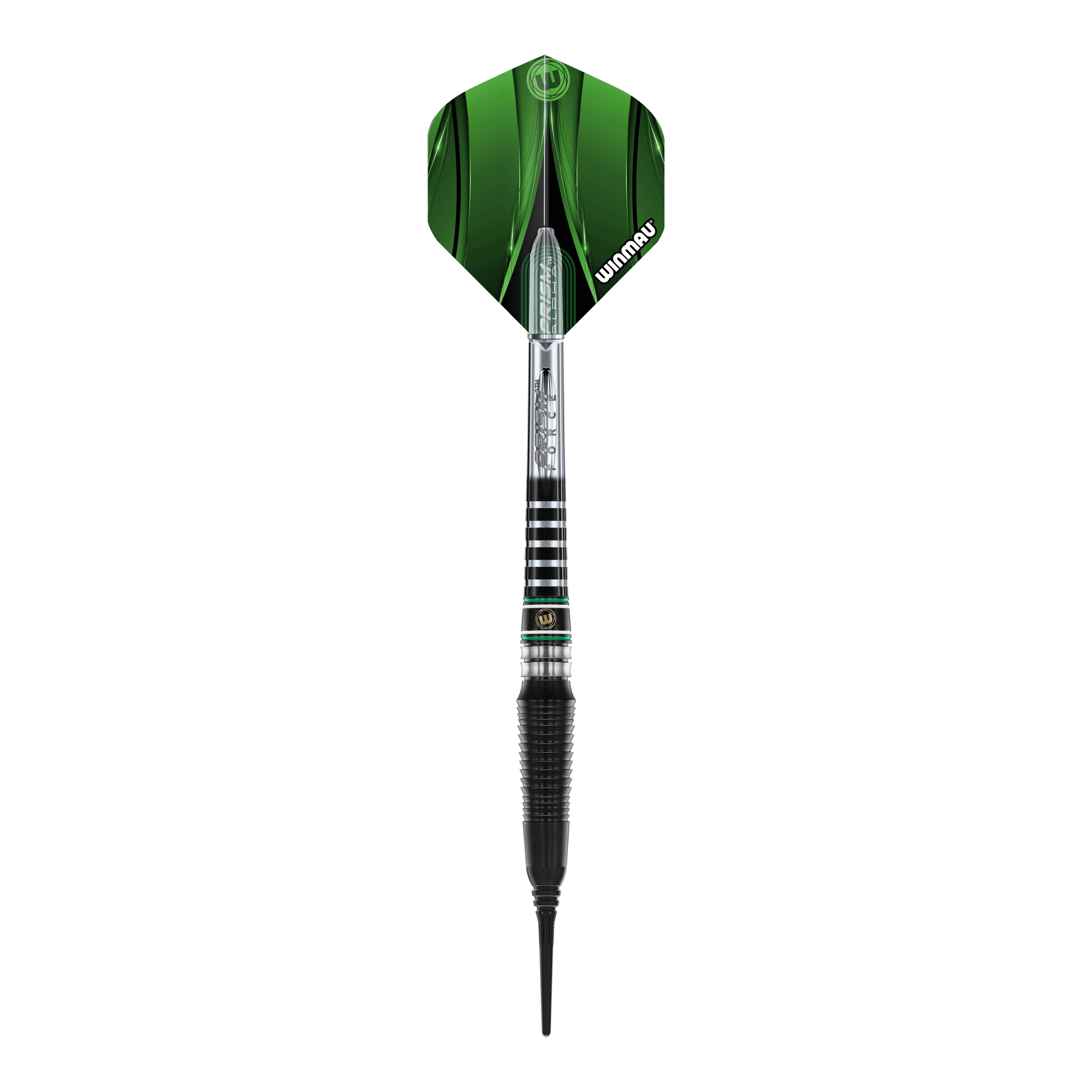 Winmau Sniper Black 2025 soft darts - 20g Ein anderer Blickwinkel auf einen Winmau Sniper Black 2025 Softdart - 20g. Die Konturen sind klar erkennbar.