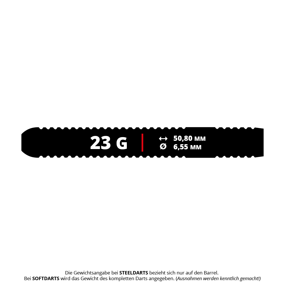 Das Bild stellt die Winmau Team 360 Lewis Cook Steeldarts mit 23g dar. Dieses Dartset ist robust und für präzises Werfen ausgelegt.