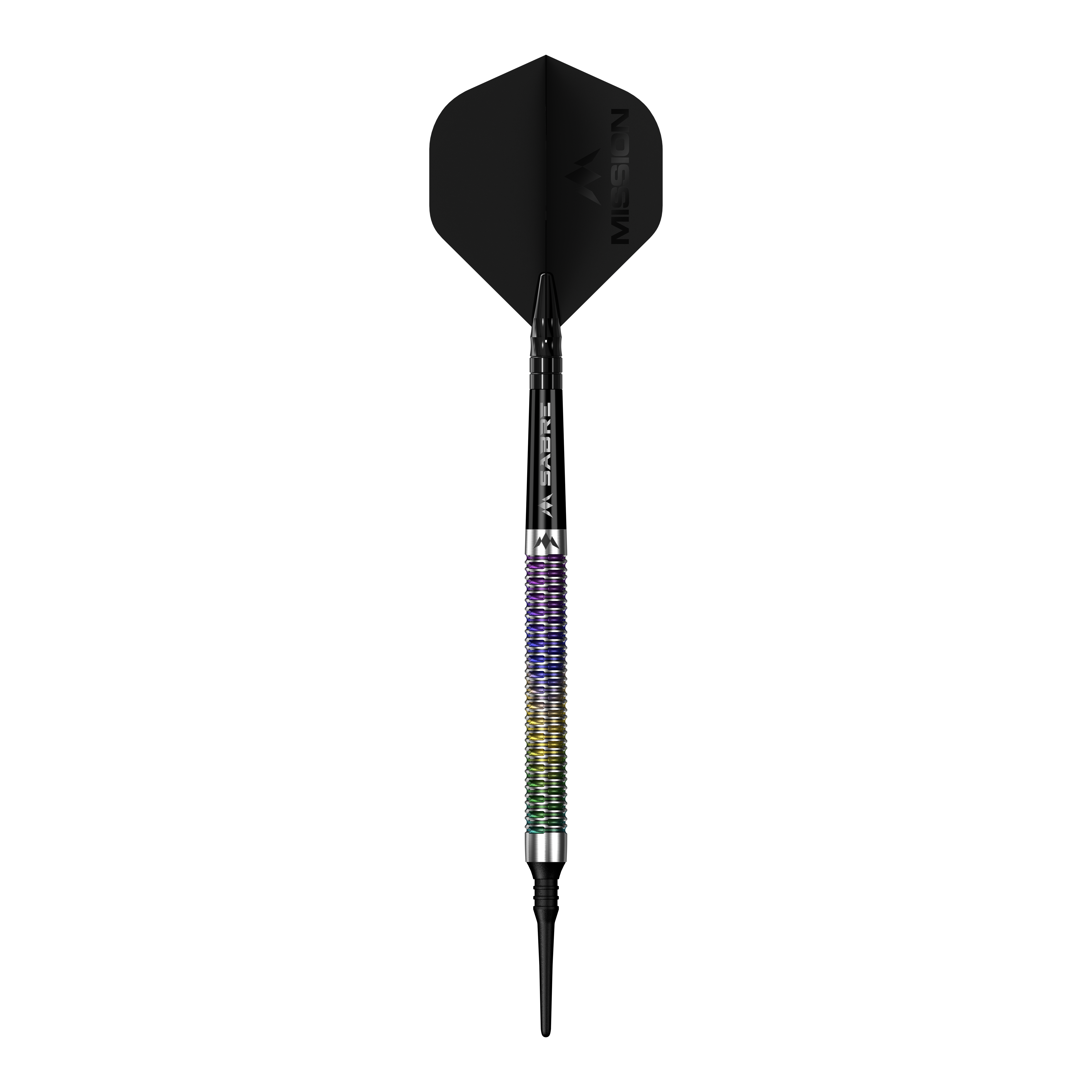 Mission Kaleidos soft darts - 19g Das Bild zeigt den Mission Kaleidos Softdarts - 19g. Der Softdart ist seitlich dargestellt.