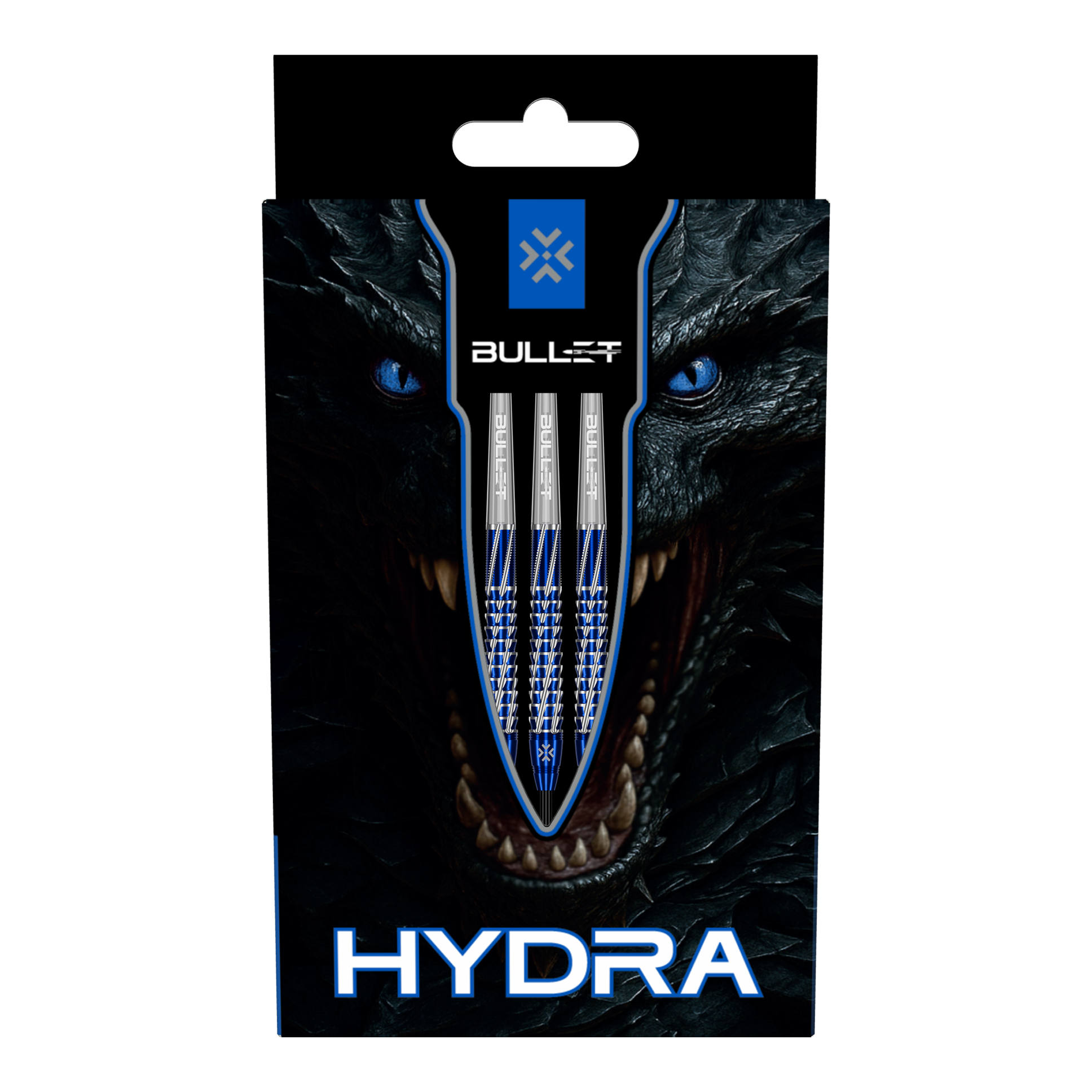Das Bild zeigt Bullet Hydra Steeldarts. Diese Steeldarts eignen sich für präzises und professionelles Dartspiel.