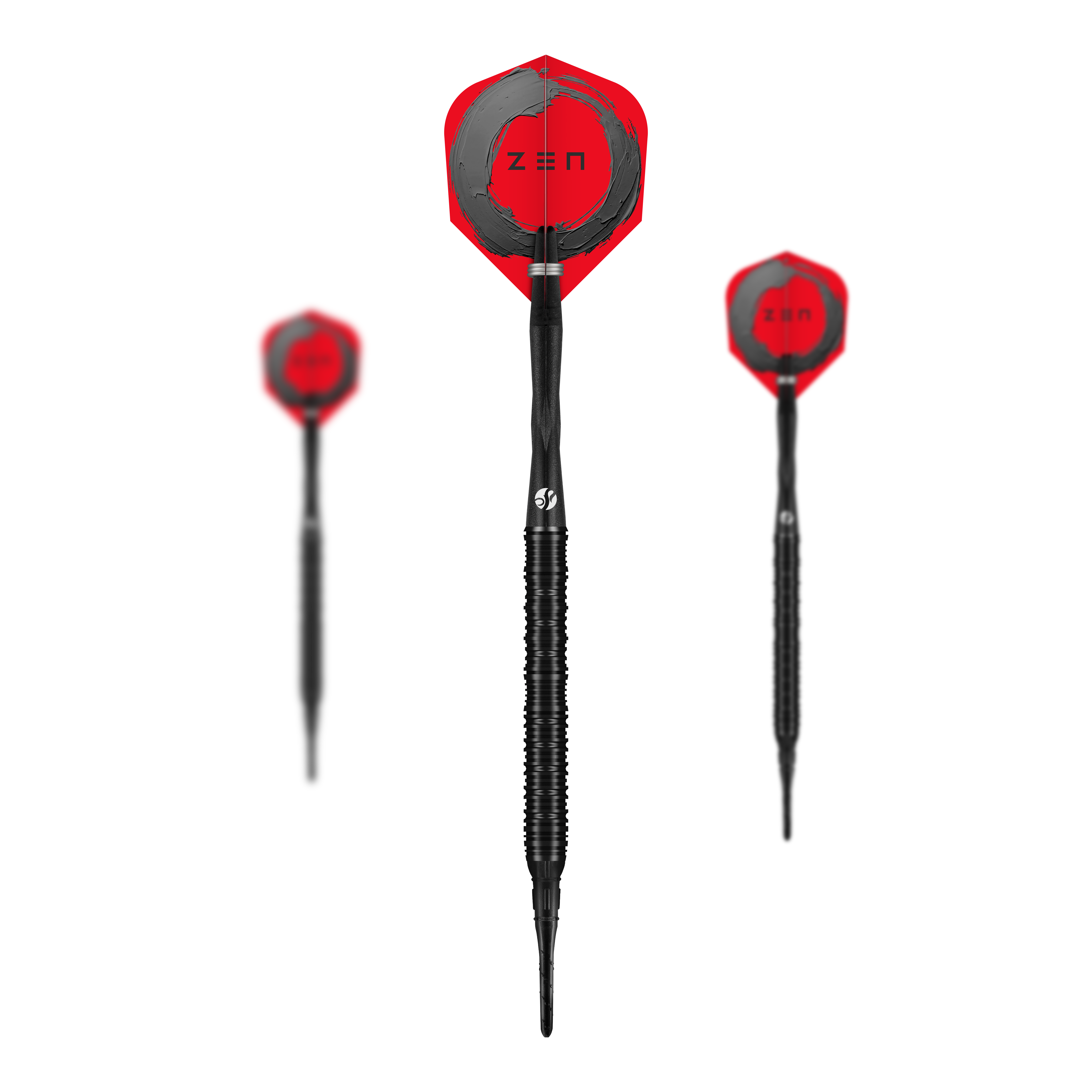 Shot ZEN Straight Softdarts - 20g Das Bild zeigt ein Set der Shot ZEN Straight Softdarts - 20g. Das Set ist komplett für den Dartgebrauch ausgelegt.