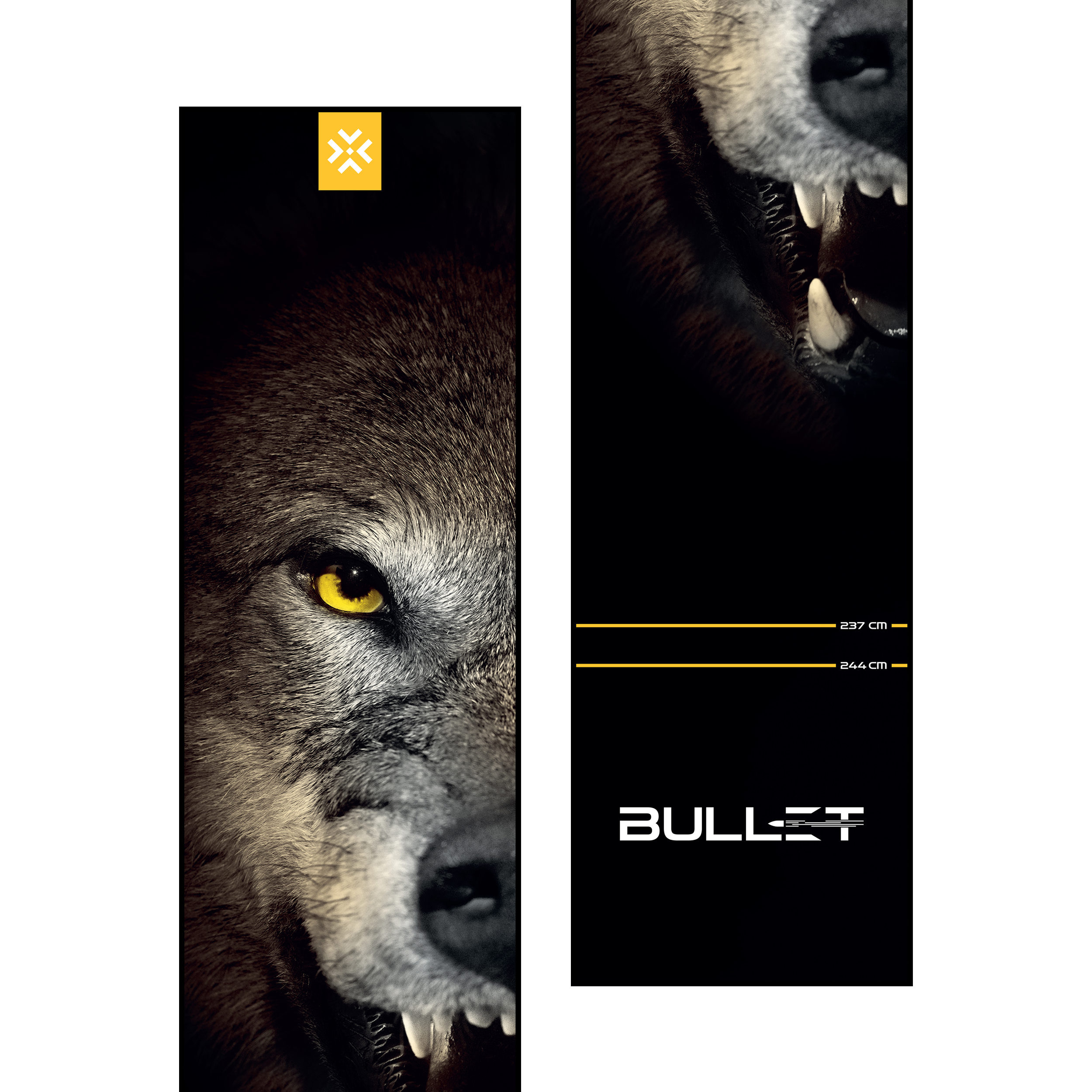 Hier sieht man die Bullet Fang Dartmatte. Sie dient als Schutzunterlage für den Dartbereich und hilft beim richtigen Stellen der Wurflinie.