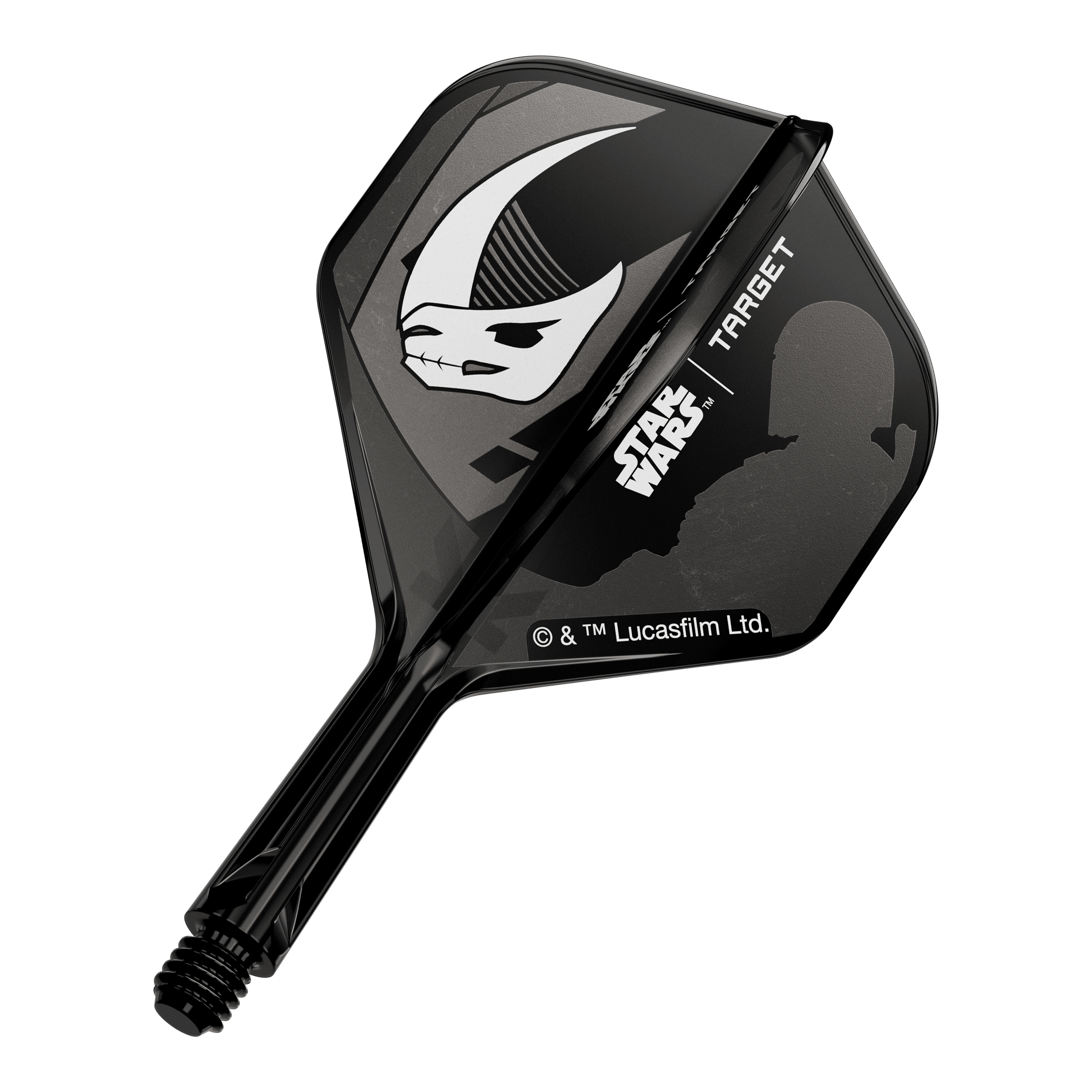 Target Star Wars K-Flex Set Mandalorian No2 Standard Flights Gezeigt wird ein Dart-Flight mit Mandalorianer-Rüstung aus Star Wars. Das Produkt ist ein 'K-Flex Mandalorian Armour No2 Standard Flights' mit 19mm.