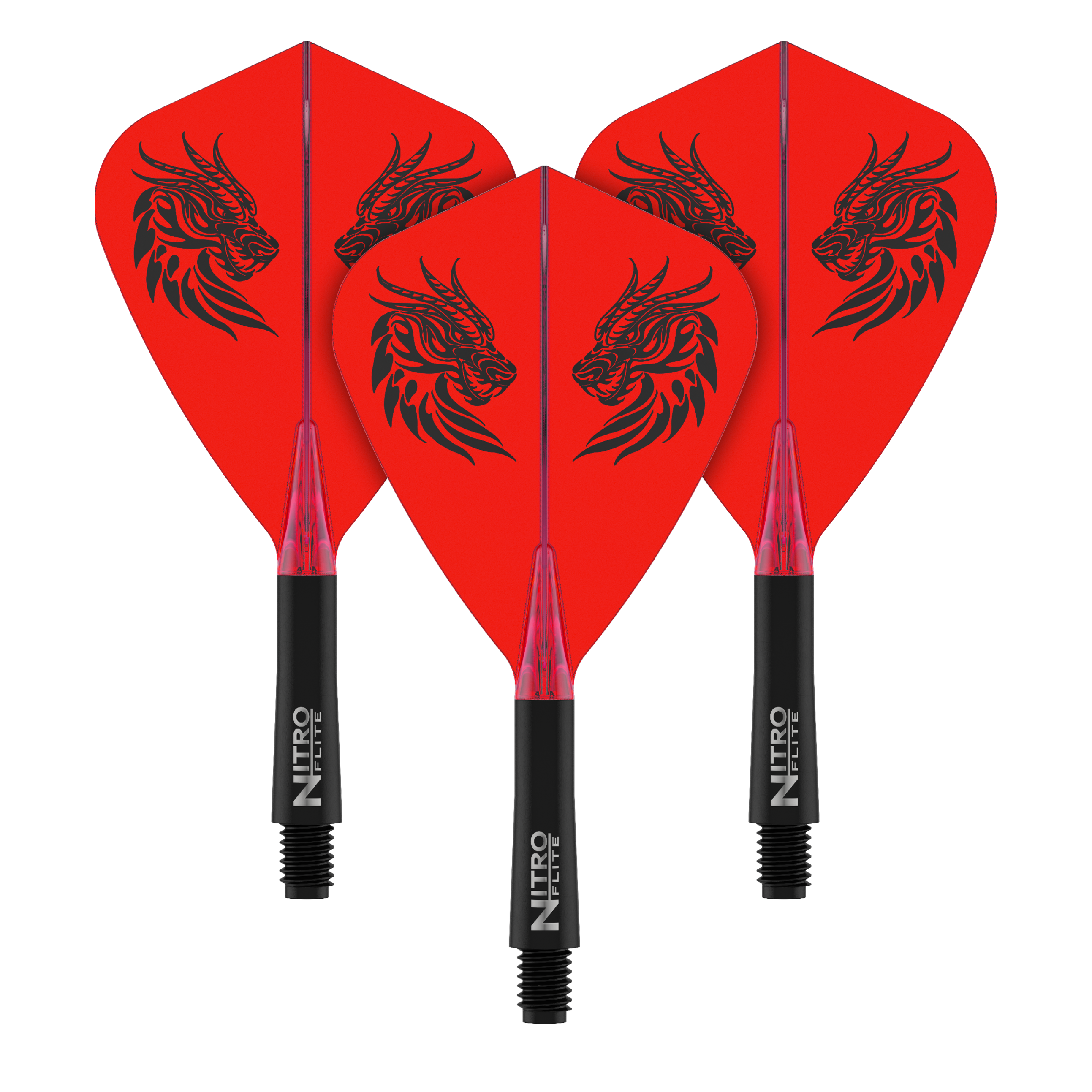 Red Dragon Nitro Flite - Jonny Clayton Kite Flights Ein Satz Dart-Flights, vermutlich Jonny Clayton Kite Flights Short 22mm, abgebildet. Das Bild zeigt die Flights aus einer anderen Perspektive.