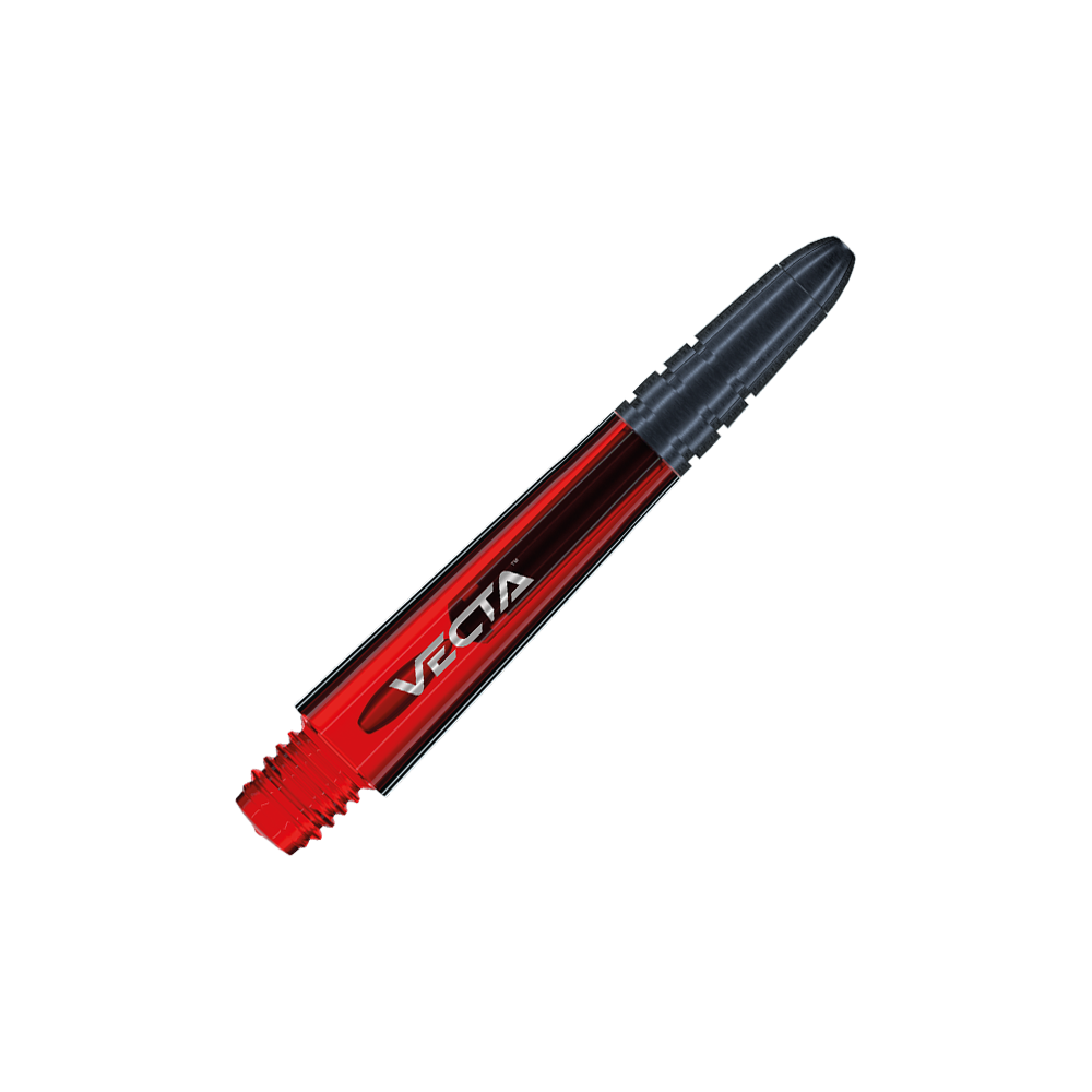 7025-103_Winmau_Vecta_Shafts_Rot_34mm_2 Das Bild zeigt einen Winmau Vecta Shaft in der Farbe Rot. Auf dem Schaft steht das Wort "VECTA".