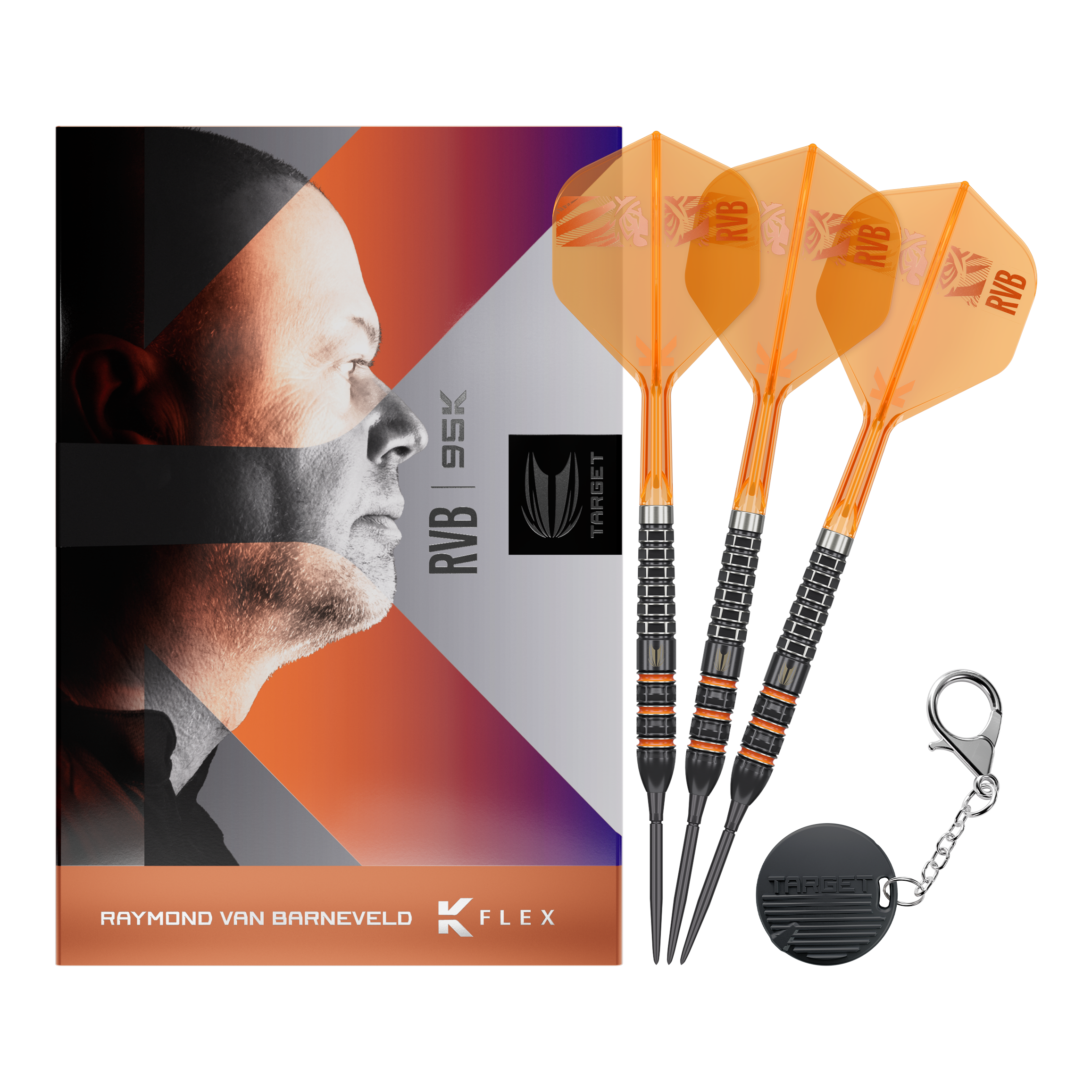 Target Raymond Van Barneveld 95K Swiss Points Steel Darts Das Bild zeigt die vollständigen Target Raymond Van Barneveld 95K Swiss Points Steeldarts. Dieses Modell richtet sich an ambitionierte Dartspieler.