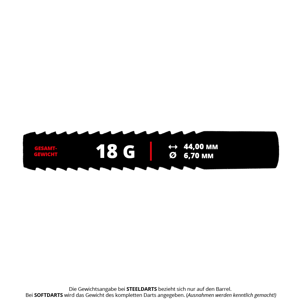 Hier ist das Produkt McDart Shark 2 Softdart Barrels mit 18g zu sehen. Die Barrels sind ideal für Softdarts.