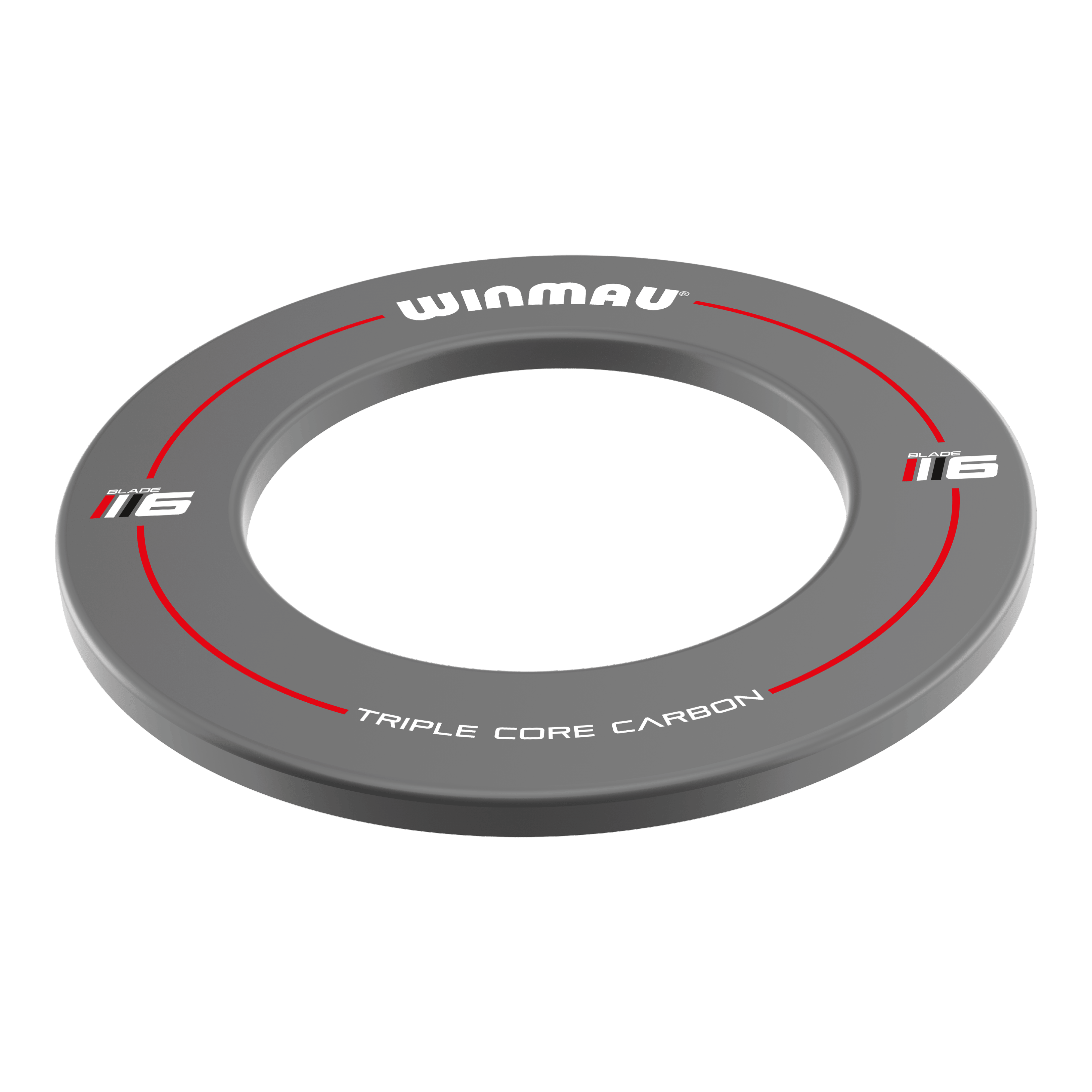 Winmau Blade 6 Design Dartboard Surround - Grau Dies ist ein grauer Dartboard-Surround der Marke Winmau, Modell Blade 6. Er dient als Schutzring für die Wand rund um die Dartscheibe.