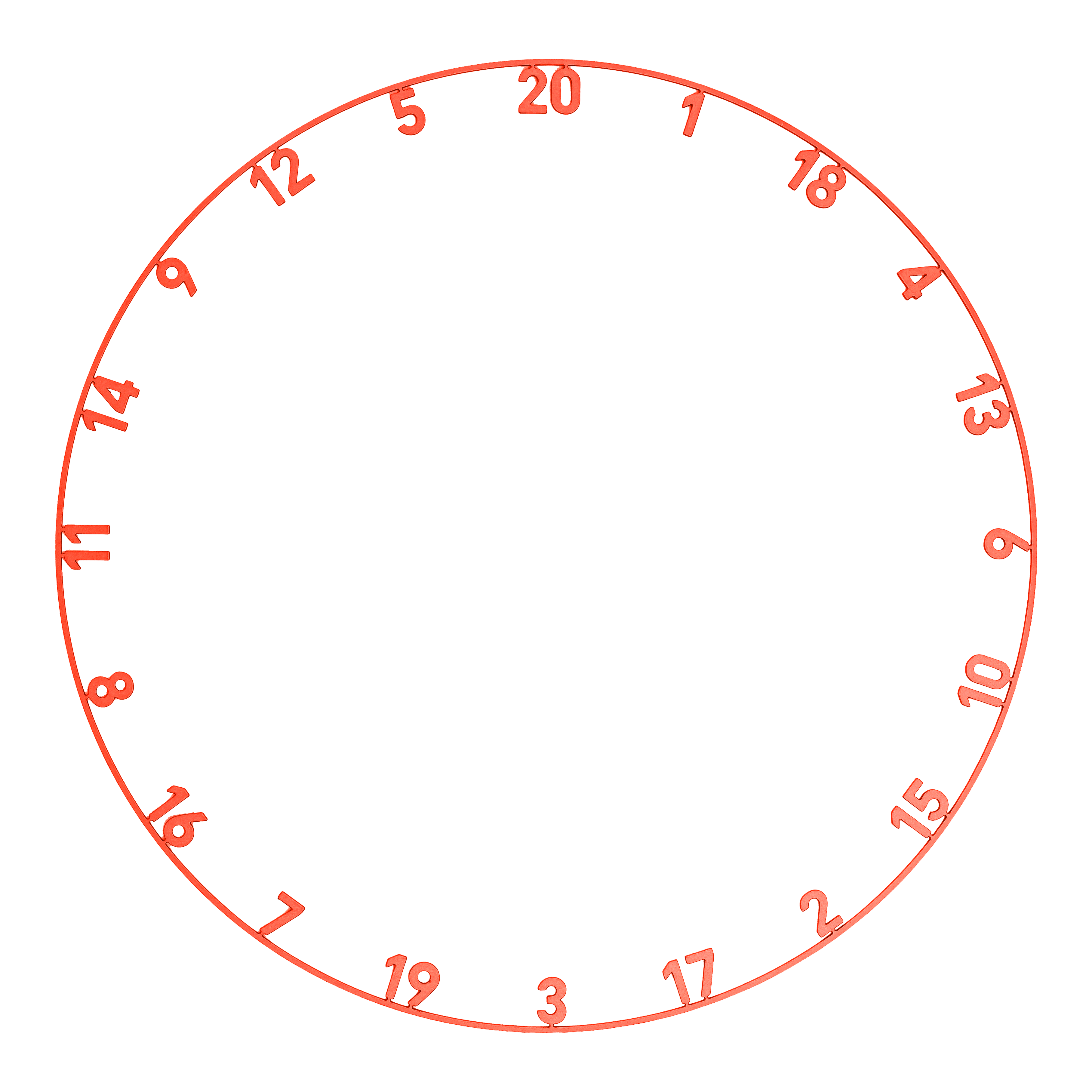 Precise 180 OnePiece Lasercut Number Ring Das Bild zeigt einen Zahlenring mit Lasercut-Design in Inferno Red. Dieses Zubehör gehört zum Darts-Sport.