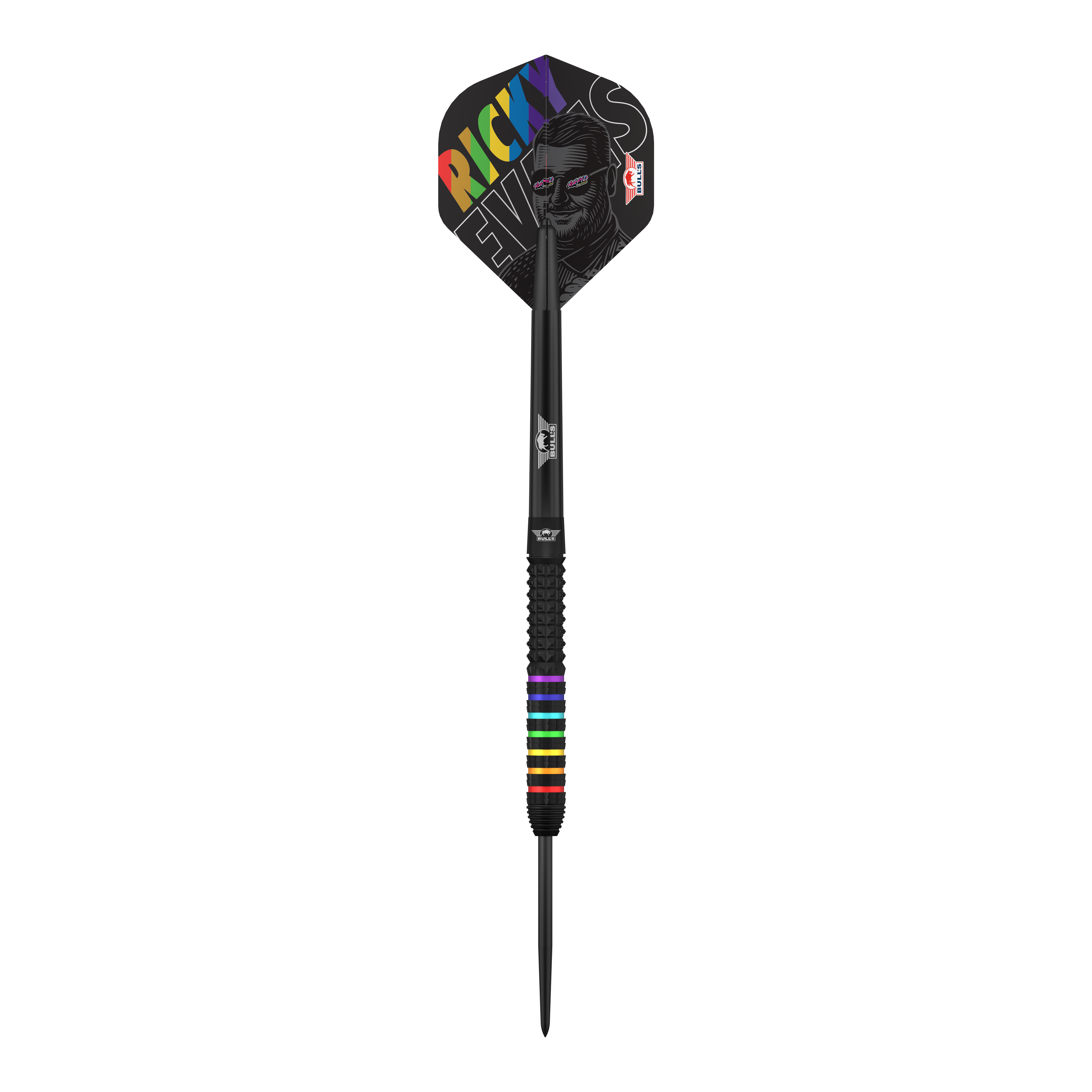 Bulls NL Ricky Evans Rapid 95 steel darts Zu sehen ist das Produkt Bulls NL Ricky Evans Rapid 95 Steeldarts - 23g. Die Aufnahme fokussiert auf die Optik des Dartpfeils.