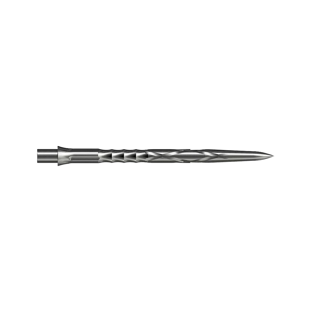 Caliburn System steel dart tips - HAN G2 - Silver Gezeigt wird eine silberne Steeldartspitze Caliburn Evo System HAN G2 in 36 mm Länge. Die Spitze ist für Steeldarts gedacht.