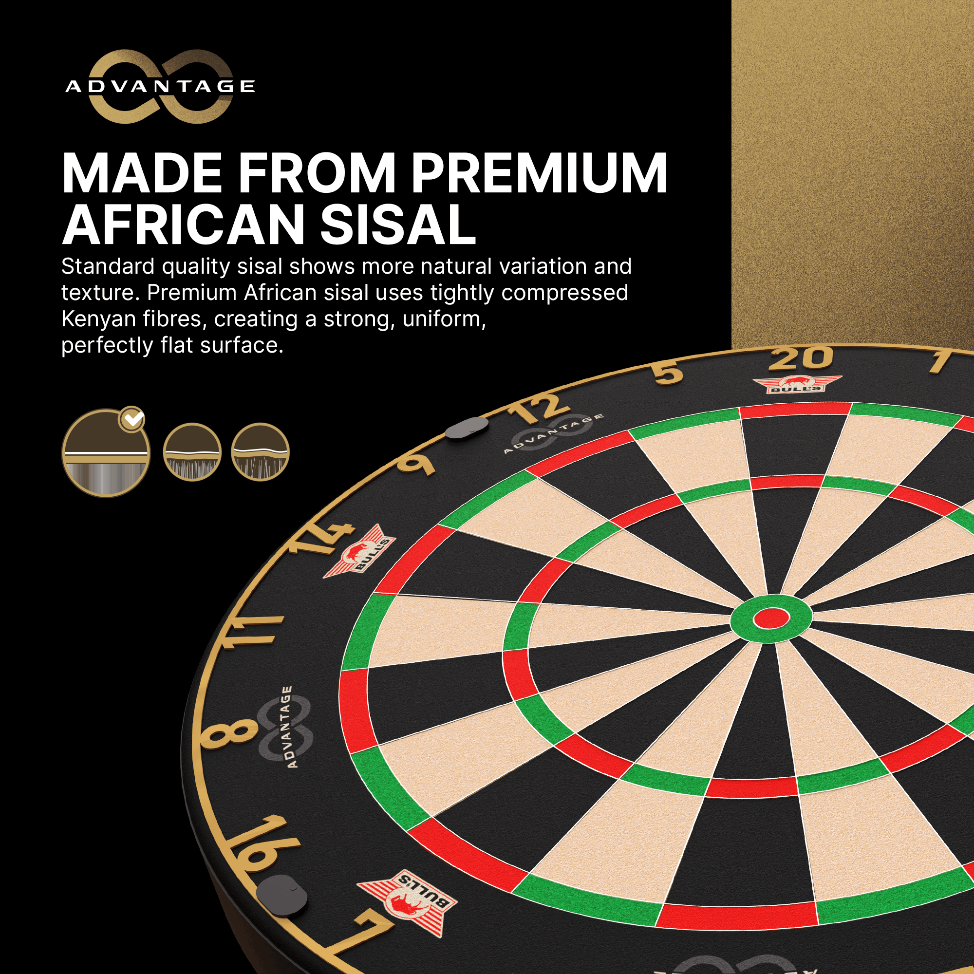 Abgebildet ist das Bulls NL Advantage 8 Steeldartboard. Es ist für das Dartspielen mit Stahlspitzen entwickelt.