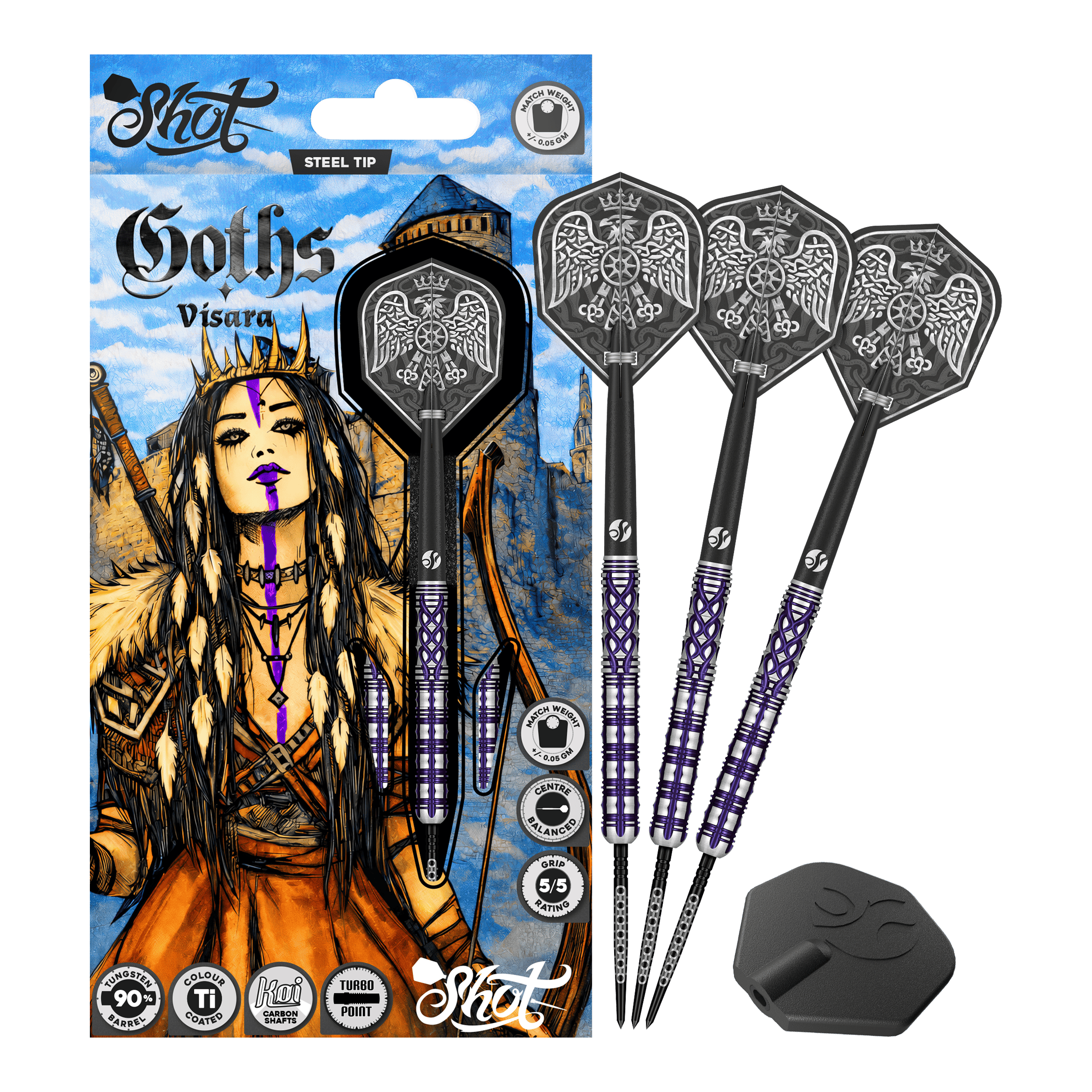 Shot Goths Visara Turbo Point Steel Darts - 23g