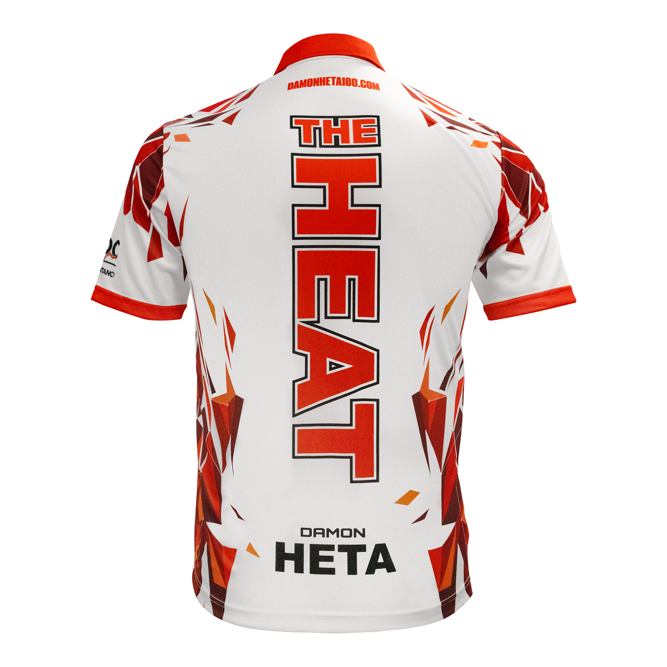 Auf diesem Bild ist das Harrows Damon Heta Playershirt zu sehen. Es ist ein spezielles Trikot für Dartspieler.