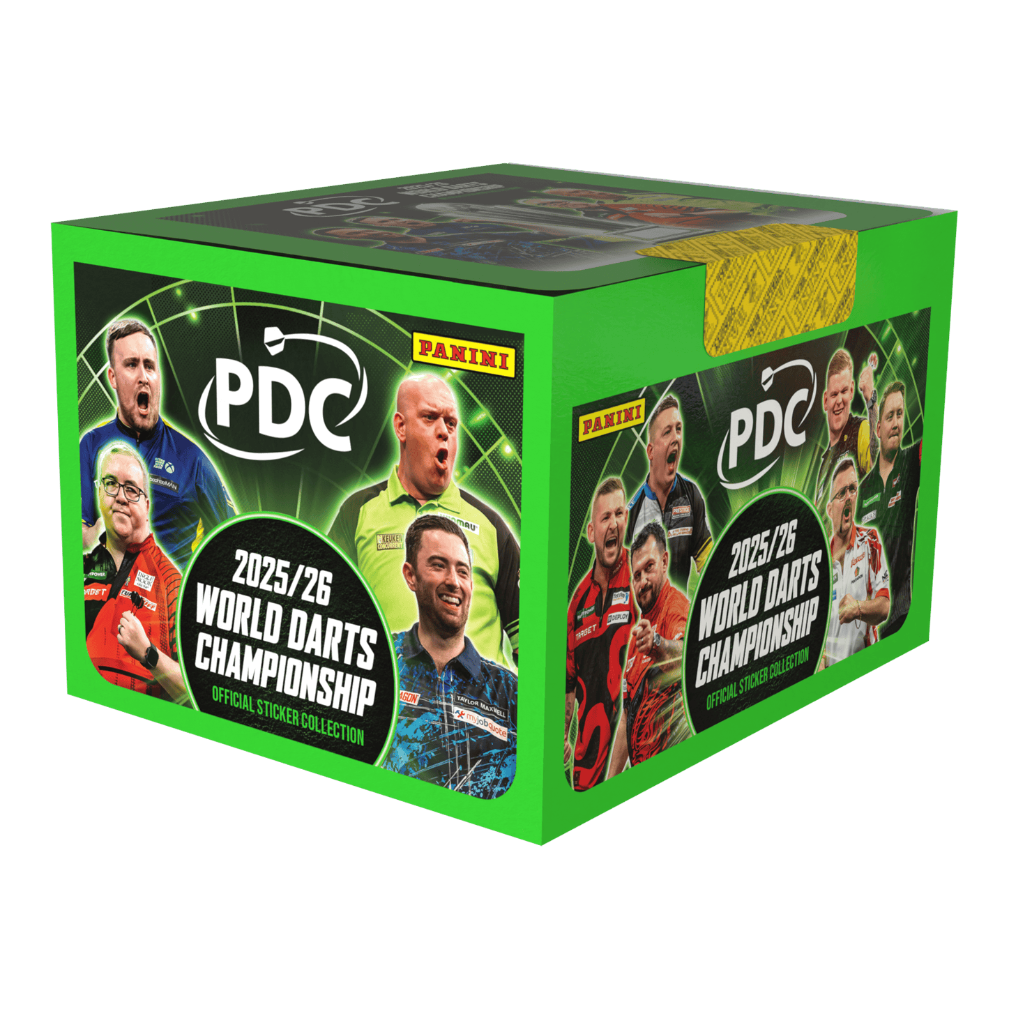 Panini PDC World Darts Championship 2025/26 - Sticker box with 65 packs Dies ist die Panini PDC World Darts Championship 2025/26 Stickerbox mit 65 Tüten. Die Box ist für das Sammeln von Stickern zur Darts-Weltmeisterschaft geeignet.