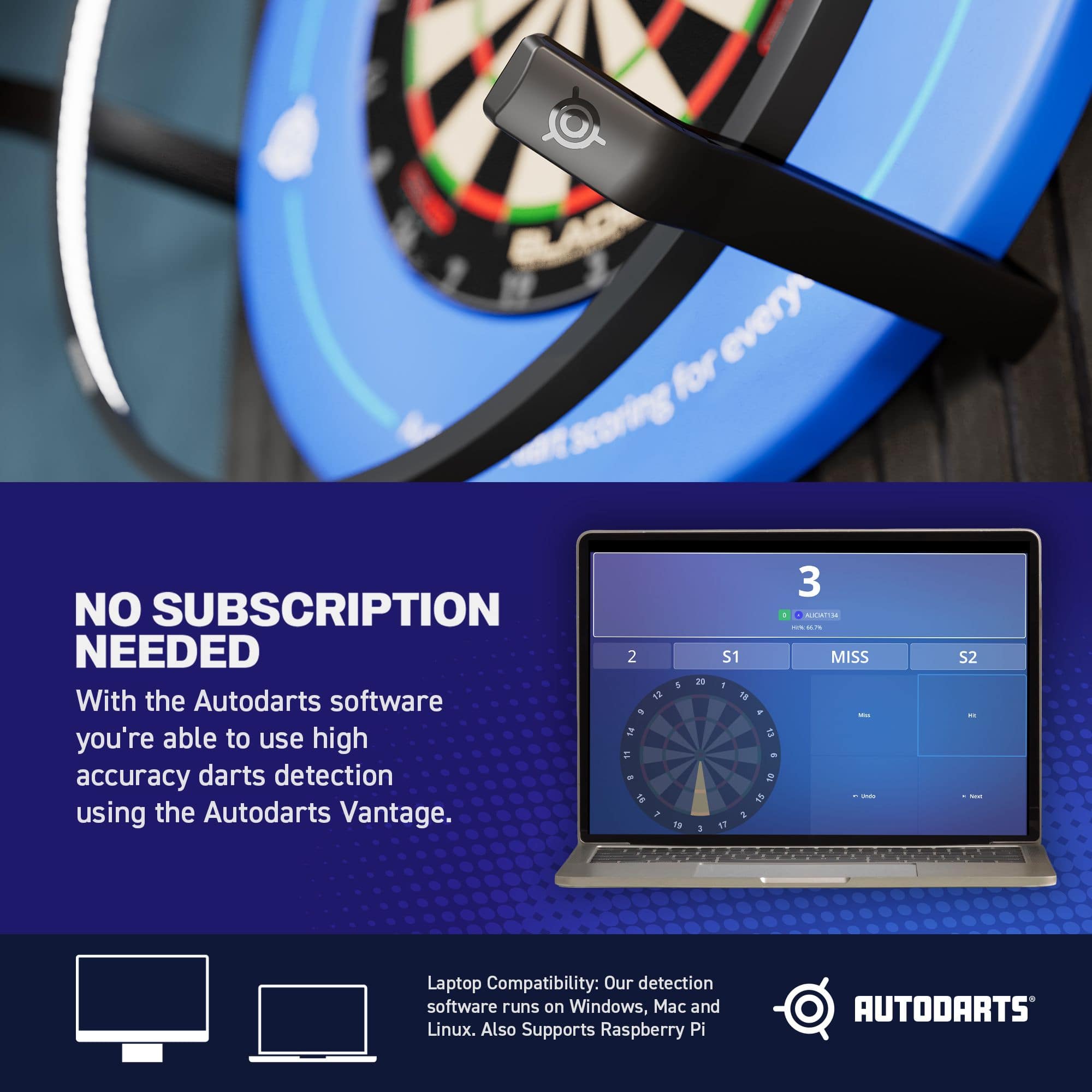 Autodarts Vantage auto scoring system Dieses Bild zeigt das Produkt mit dem Dateinamen 838001_Autodarts_Vantage_Auto-Scoring-System_9. Es handelt sich wahrscheinlich um ein Dart-Zubehör oder ein Autodarts-System.