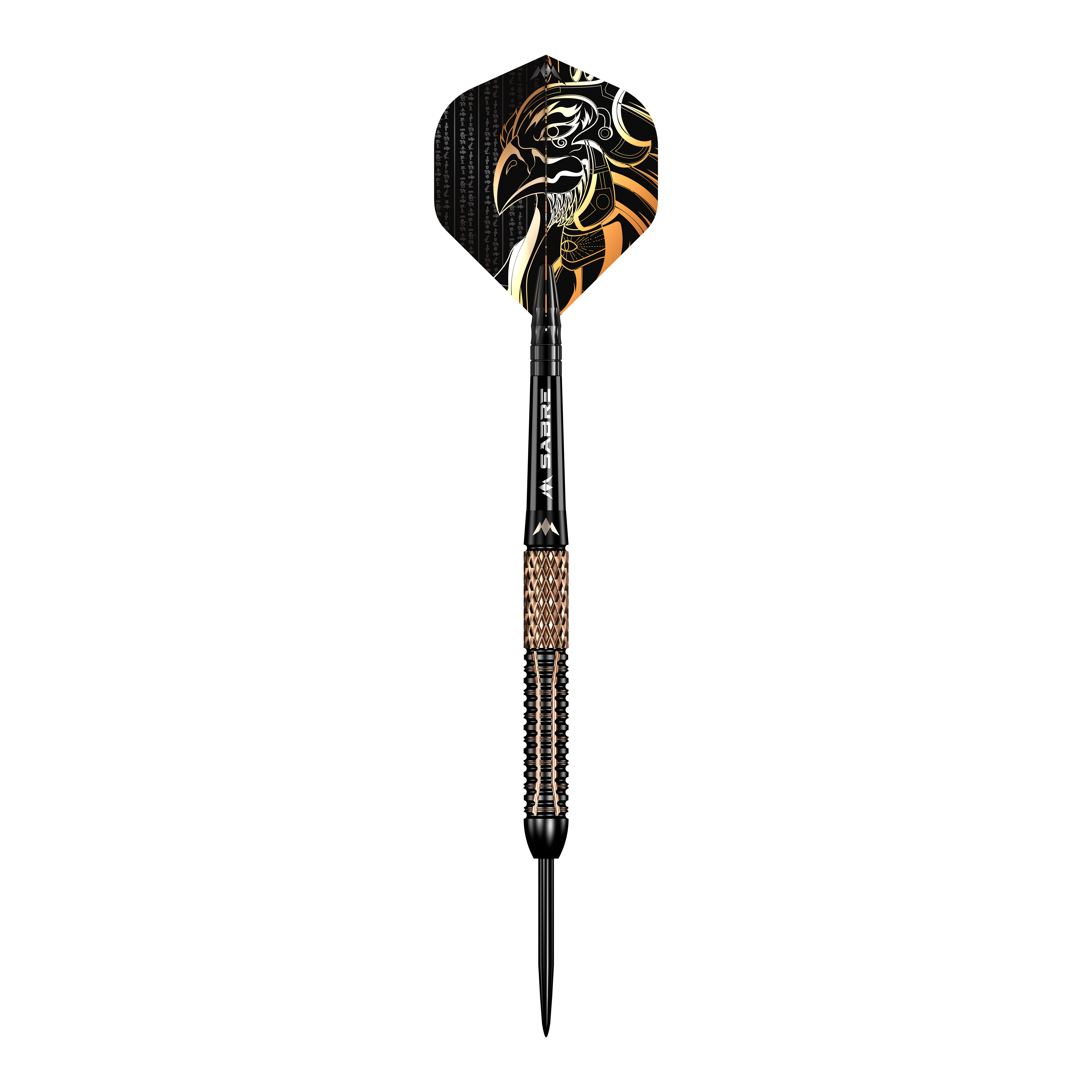 Mission Horus Steeldarts Der Mission Horus Steeldart ist ein hochwertiger Dartpfeil mit einer auffälligen Flight-Gestaltung, die einen stilisierten Vogelkopf zeigt. Der Pfeil hat eine strukturierte Griffzone und eine scharfe Metallspitze für präzise Würfe.