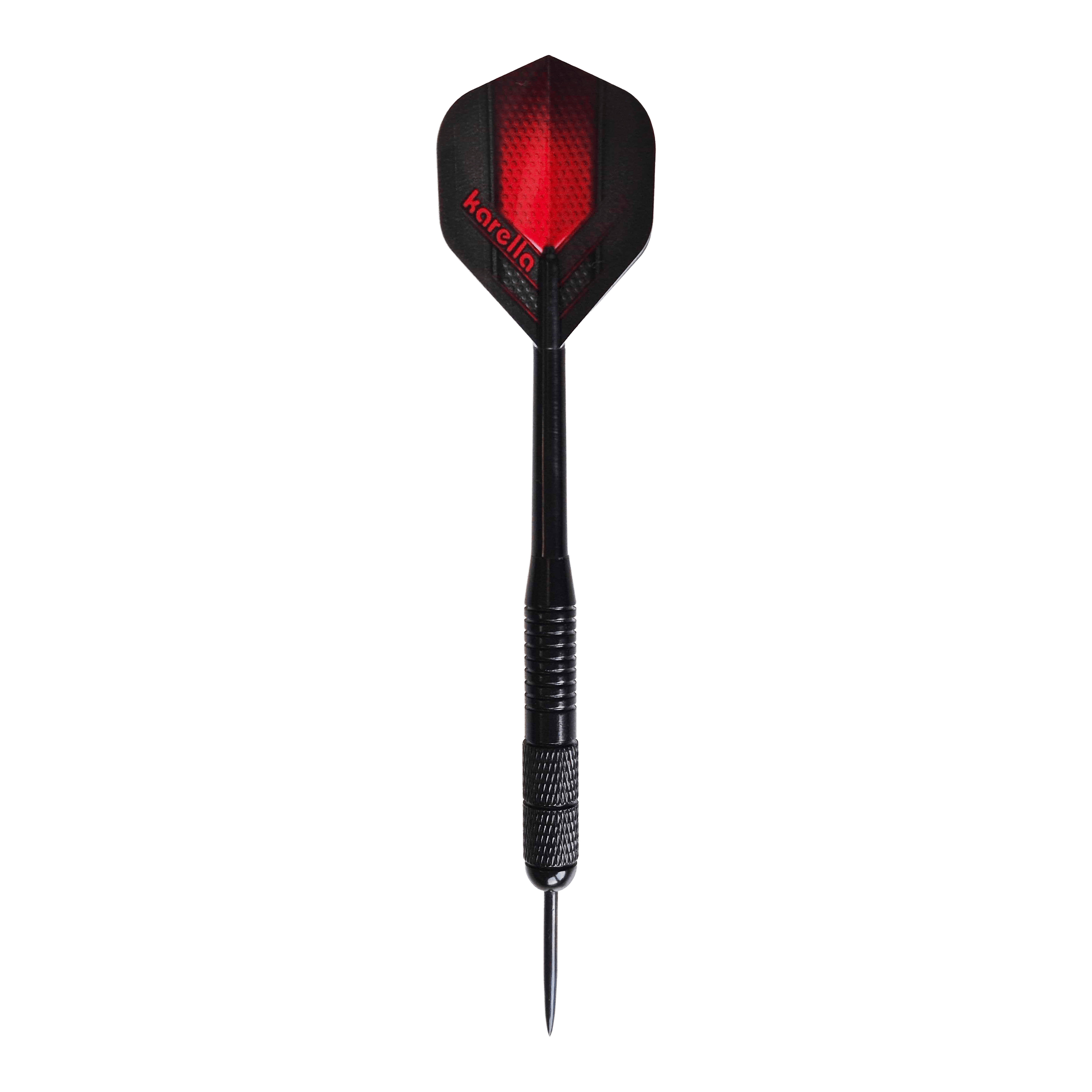 Karella Black Brass Steeldarts - 21g Zu sehen sind die Karella Black Brass Steeldarts mit 21g. Das Produkt besteht aus Messing und ist in Schwarz gehalten.