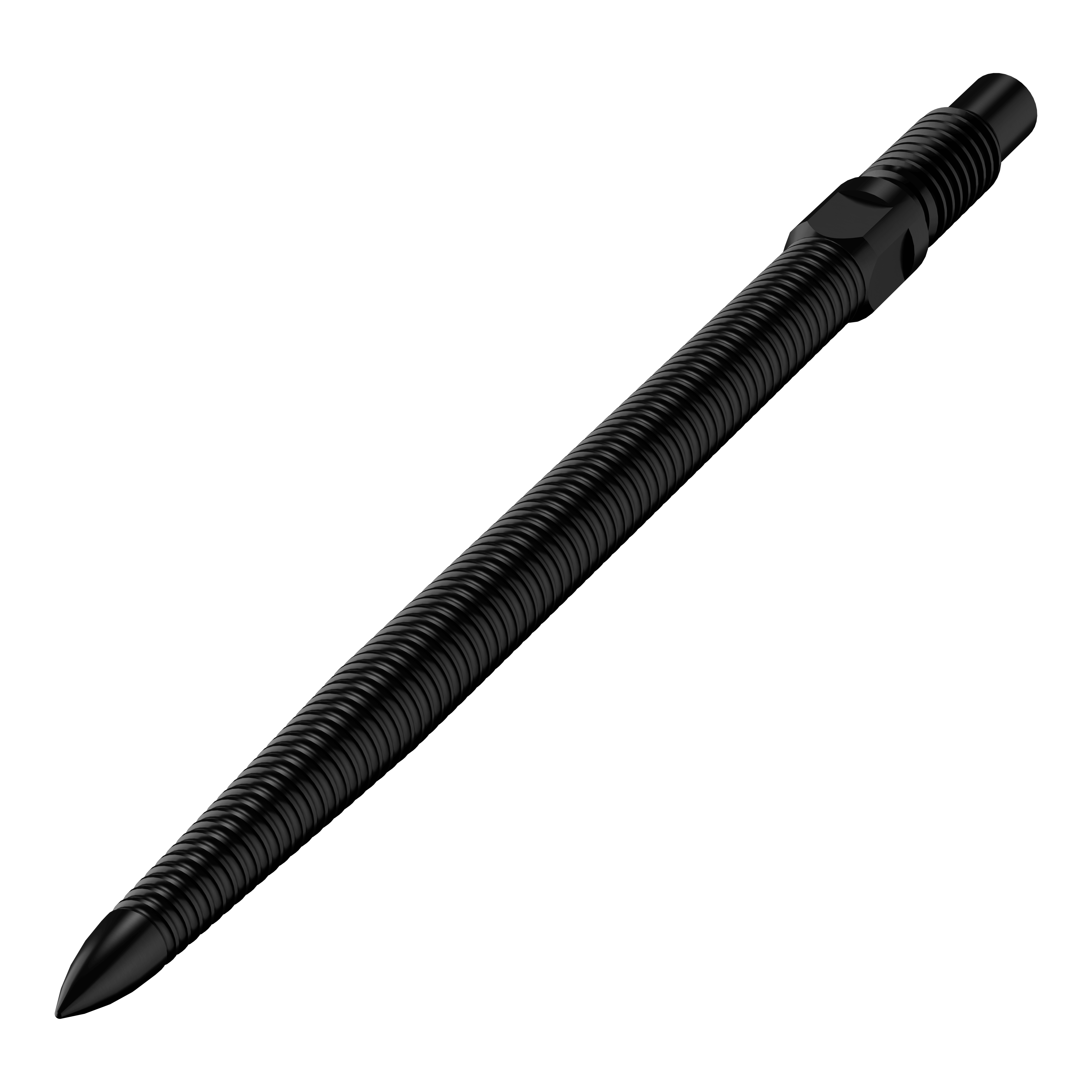 Bulls NL Convertible Point Dart Tips - Micro Grip - Black Das Bild zeigt eine einzelne schwarze Dartspitze mit feiner MicroGrip-Struktur. Diese trägt den Namen BU57704_BullsNL_Convertible_Points_MicroGrip_Schwarz_32mm_2.