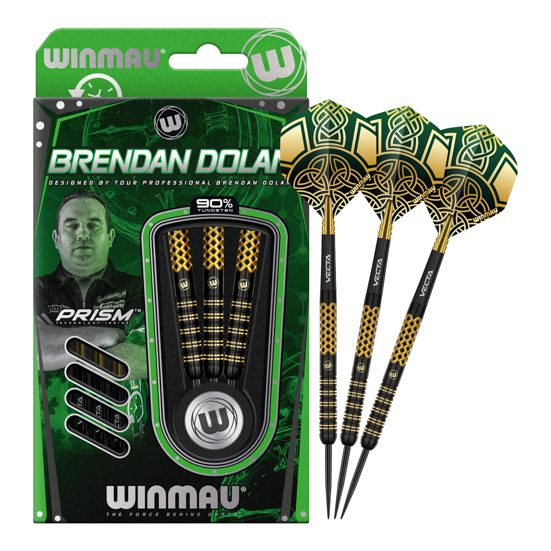 Winmau Brendan Dolan Signature Series Steeldarts werden präsentiert. Das Produkt bietet professionelle Qualität für Dartspieler.
