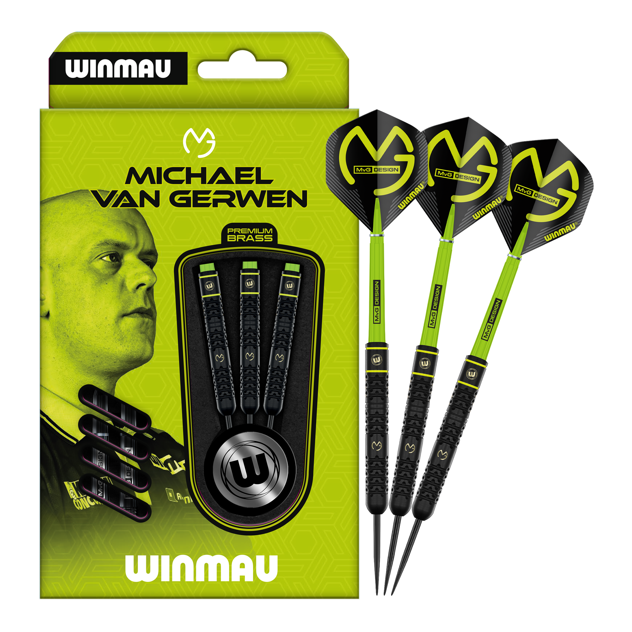 Winmau Michael Van Gerwen steel darts - 21 g Zu sehen ist das Set Winmau Michael Van Gerwen Steeldarts mit 21 g. Diese Darts sind optimal zum Steeldart-Spielen geeignet.