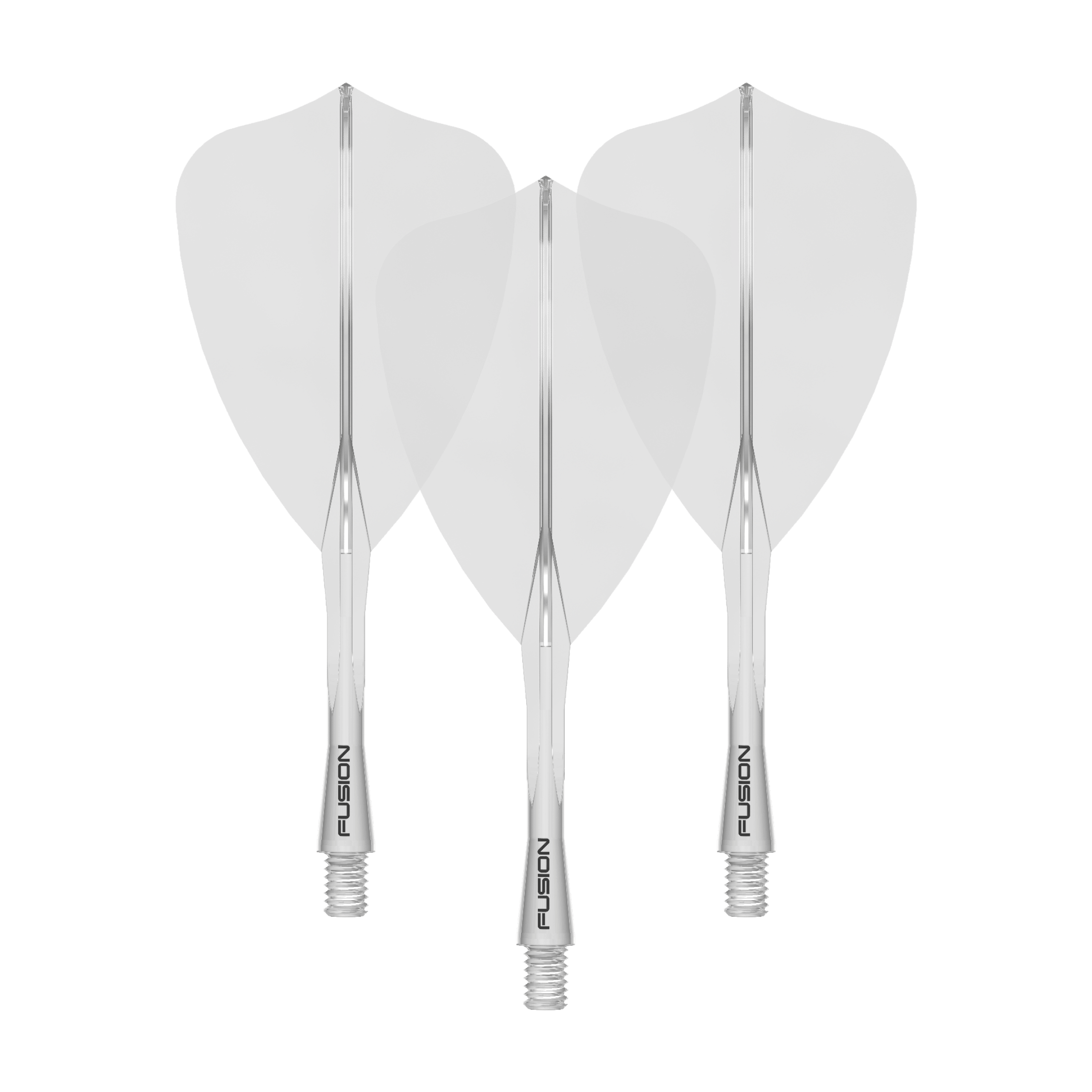 Winmau Fusion Flight Shaft System Arrow Clear Ein Bild zeigt einen Flight Shaft, vermutlich für Darts. Das Produkt wird durch den Dateinamen als 'Winmau Fusion Flight Shaft System Arrow Clear 28mm 1Set' beschrieben.