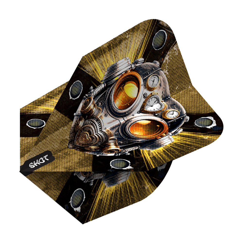 Abgebildet sind die Shot Badlands The Sherriff No6 Flights. Die Dart-Flights haben ein markantes Design.